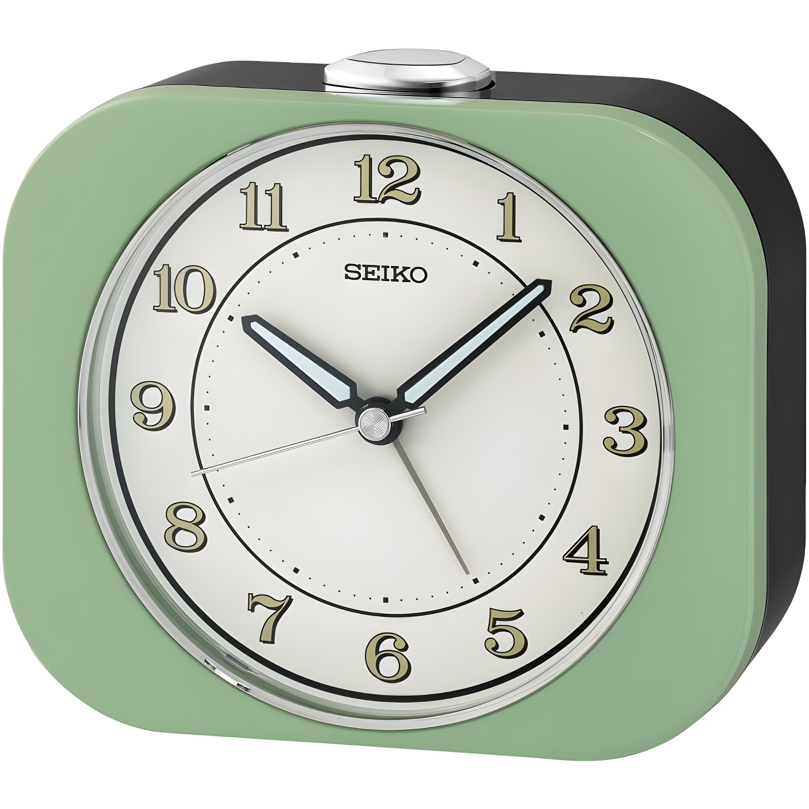 Seiko 4" Metallic Green Mid-Century Modern Alarm Clock