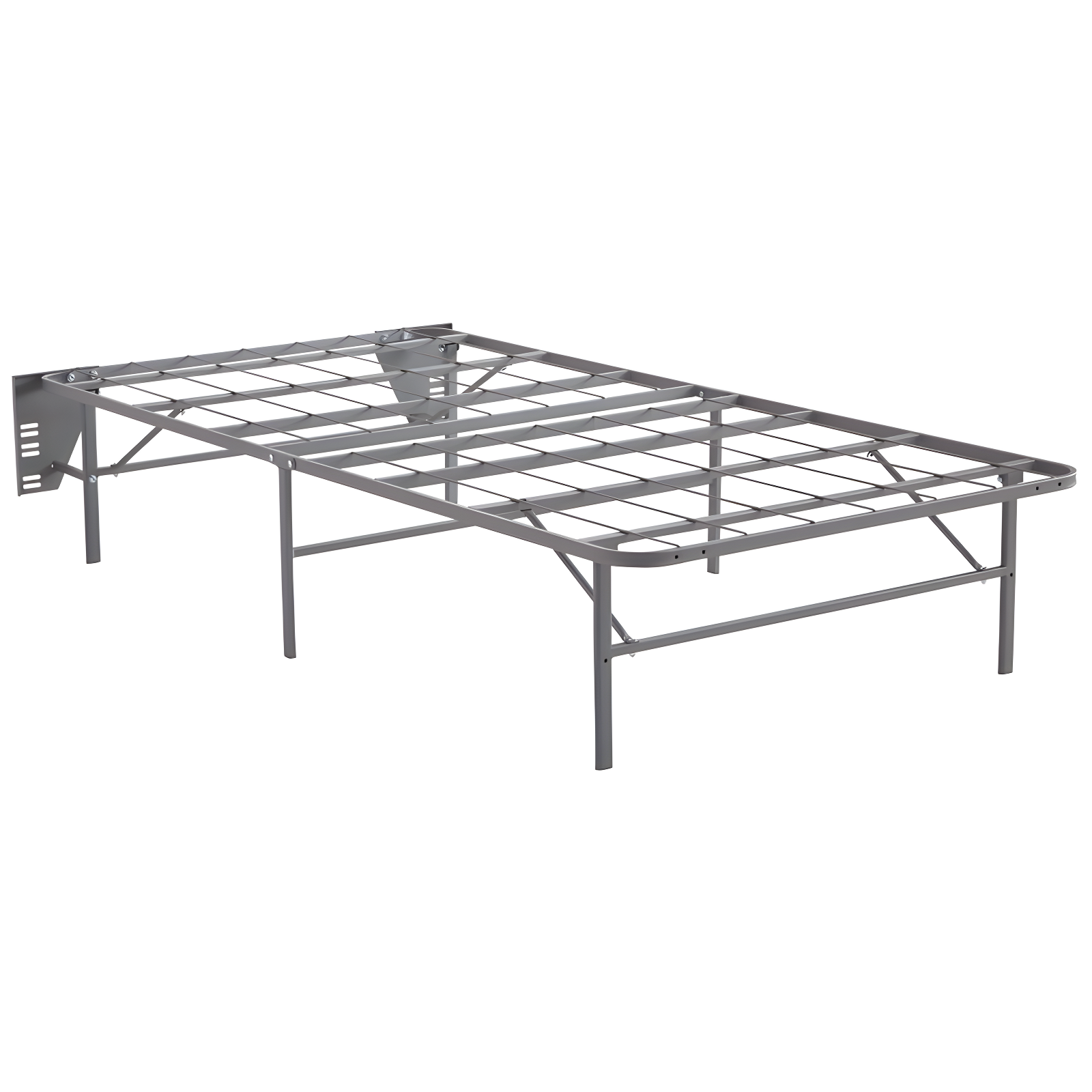 Twin Gray Metal Frame Bed with Headboard Brackets