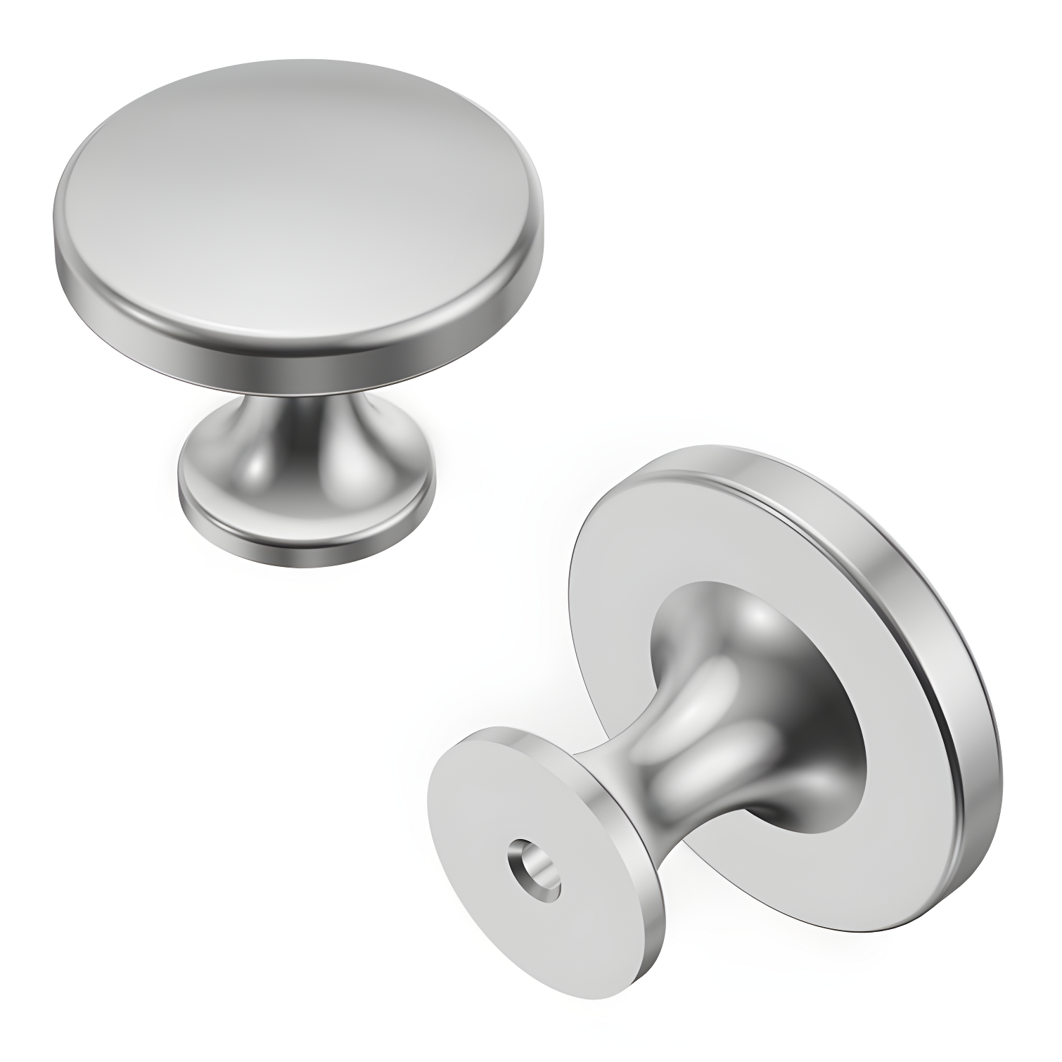 Chrome Round Mushroom Knob with Mounting Hardware