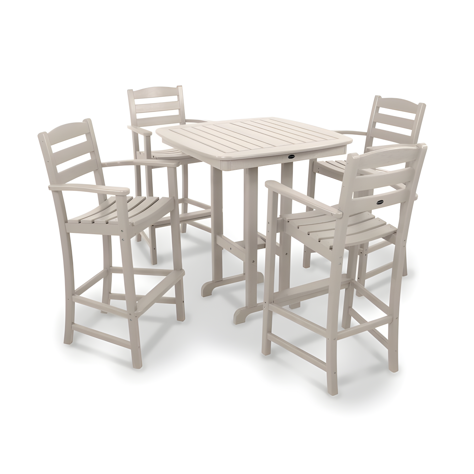 Sand Recycled Plastic 5-Piece Bar Set with Arm Chairs