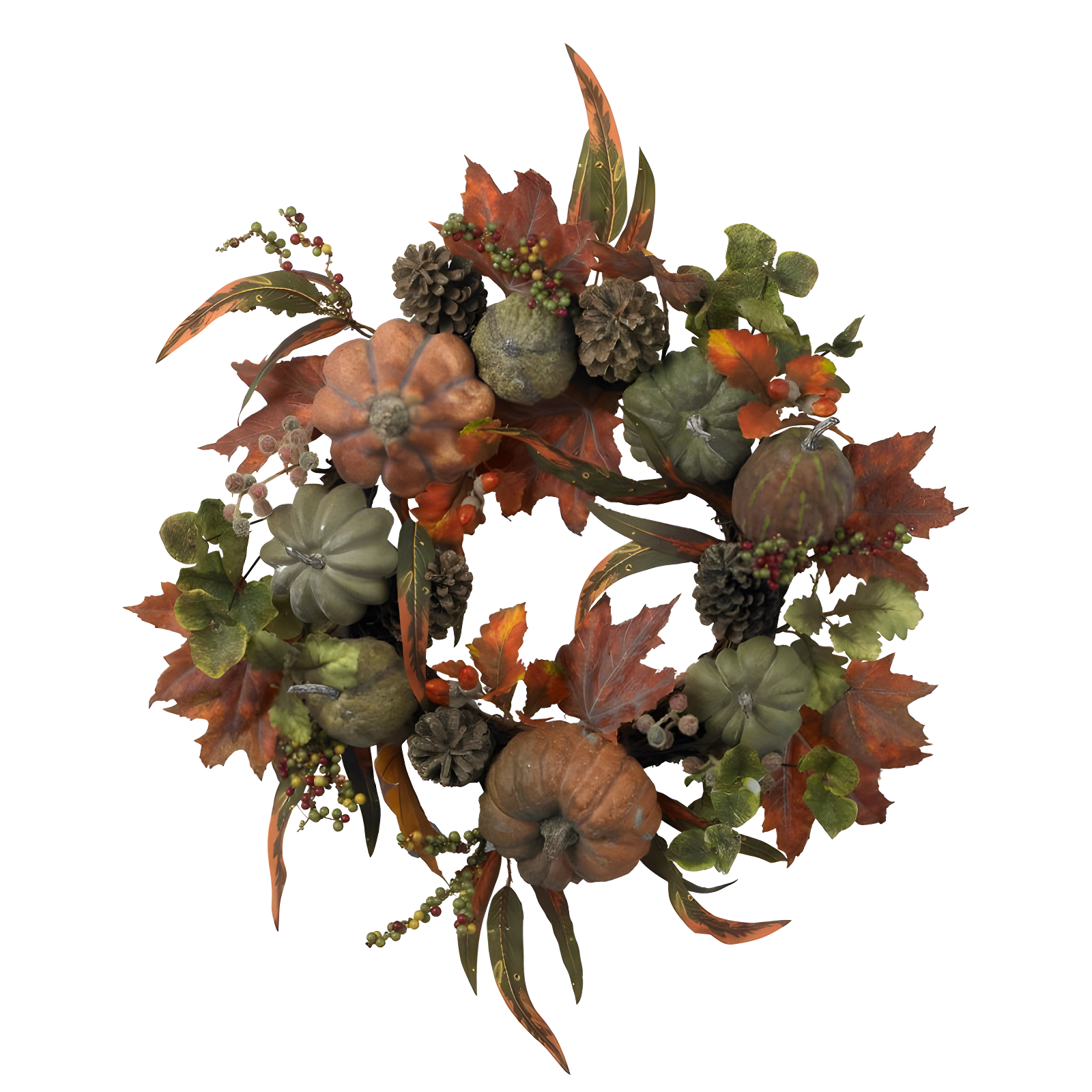 24-inch Multicolor Artificial Pumpkin and Gourd Fall Wreath