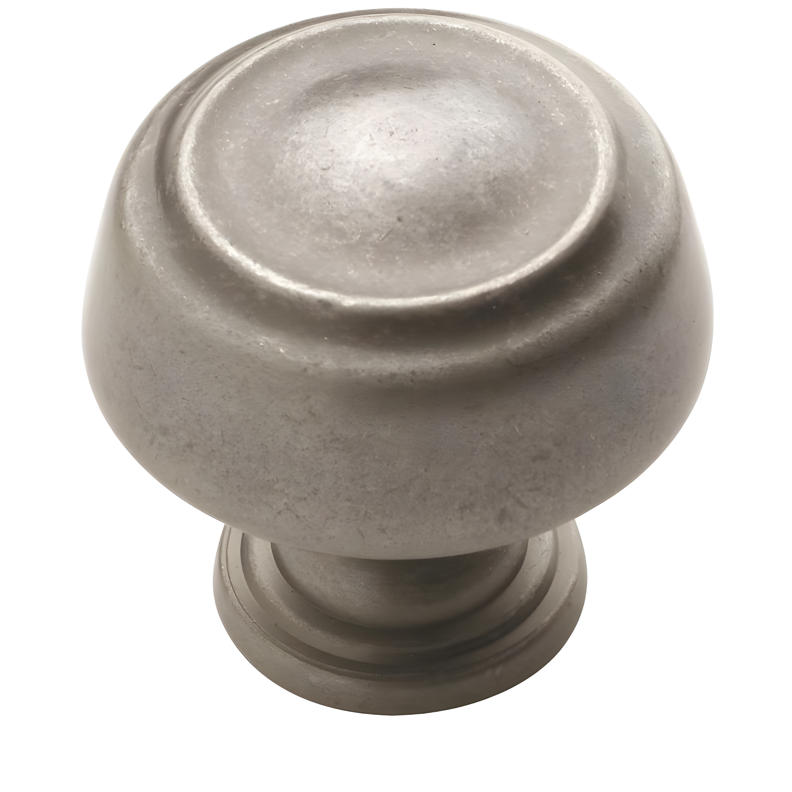 Weathered Nickel Round Cabinet Knob with Mounting Hardware