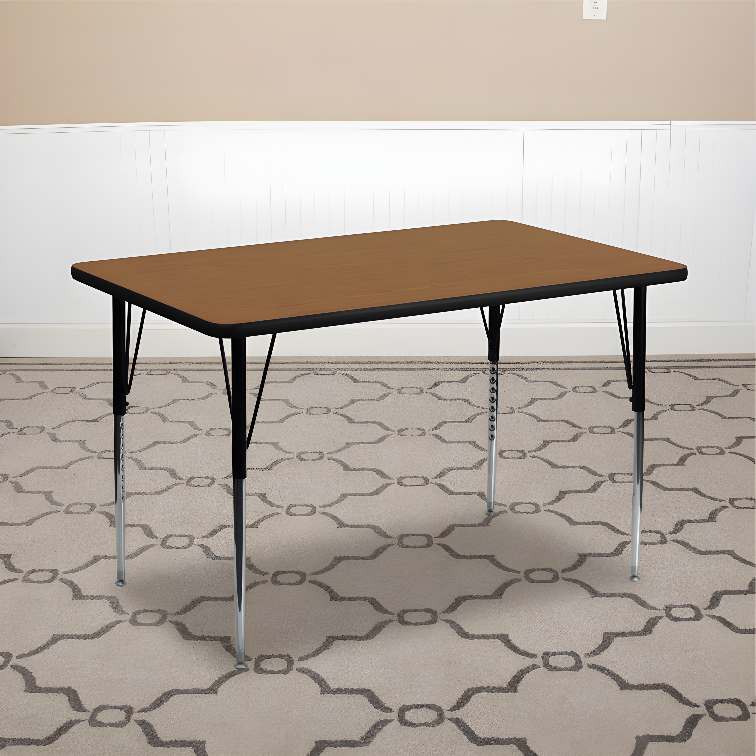 Adjustable Height Brown Laminate Rectangular Activity Table