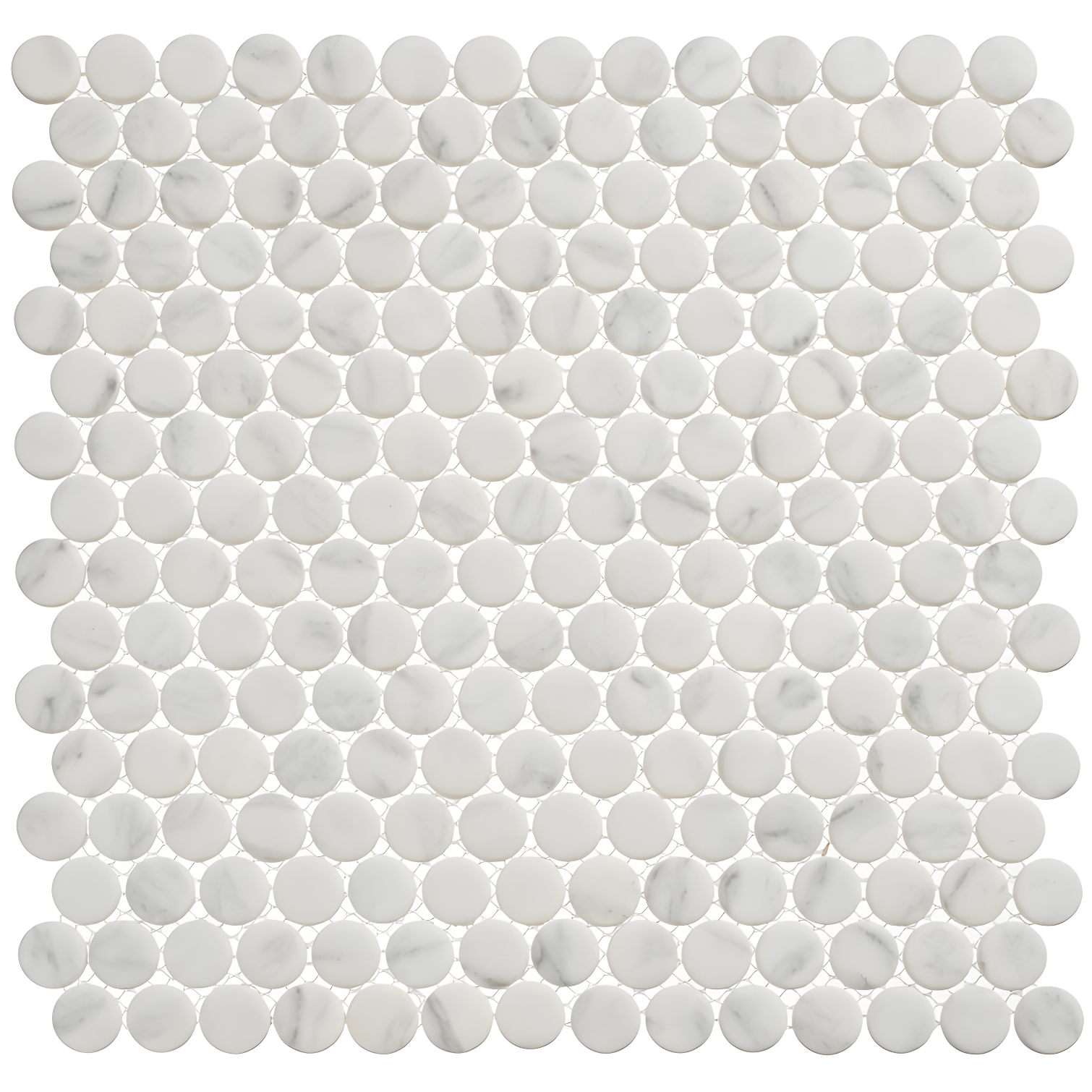 Aura White Penny Round Glass Mosaic Tile for Kitchen and Bathroom