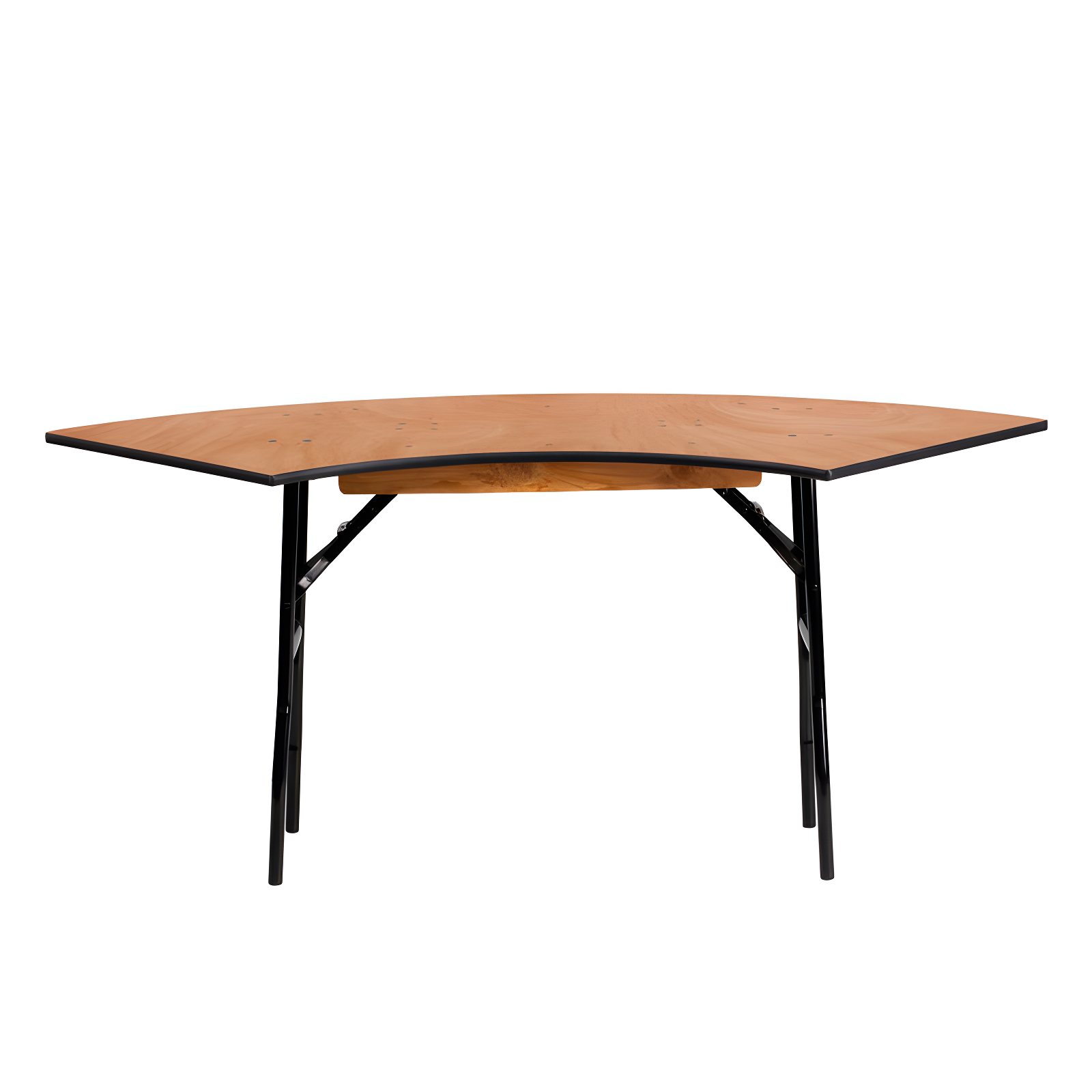 Crescent Black Metal and Brown Wood Folding Table