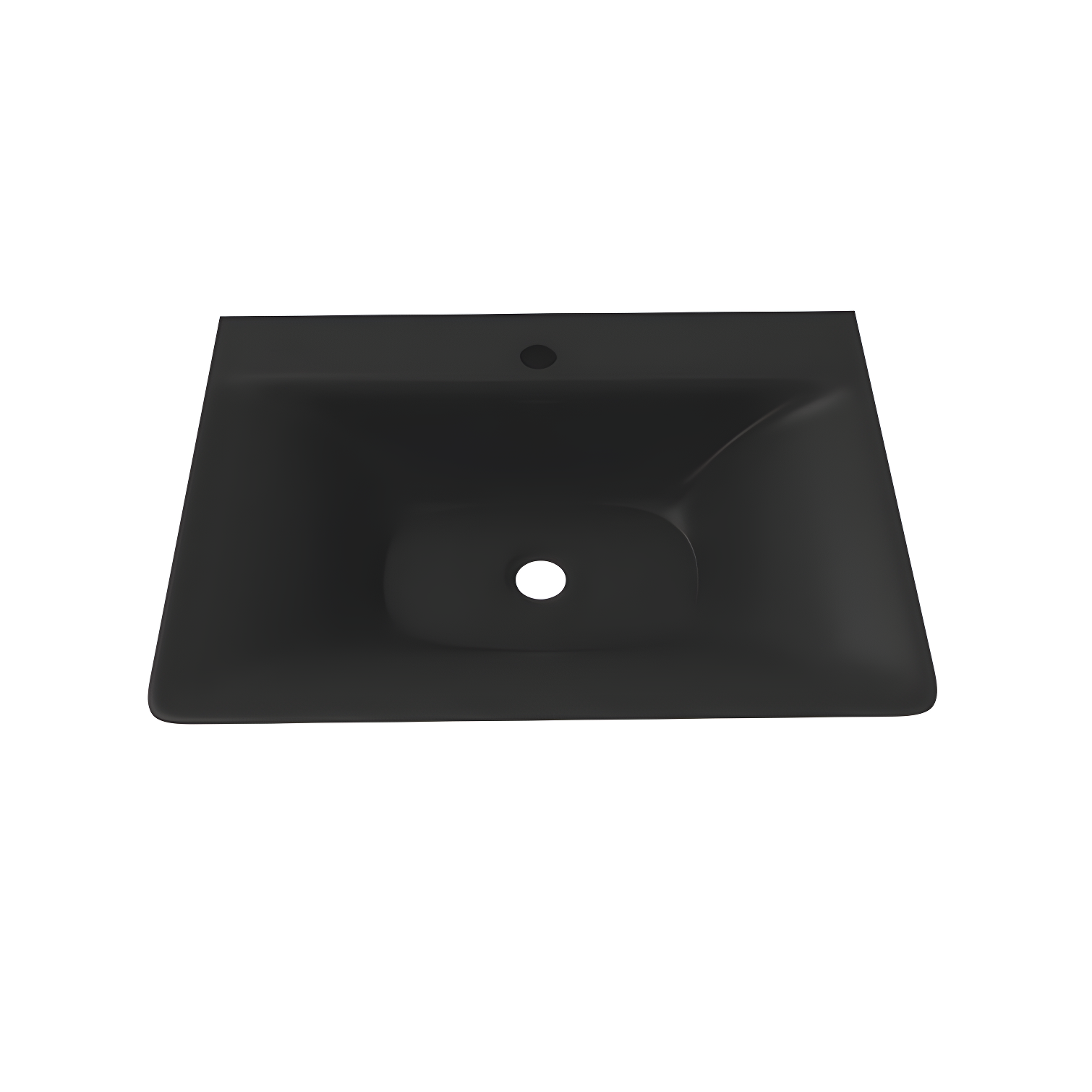 24" Matte Black Solid Surface Wall Mount Bathroom Sink with Overflow