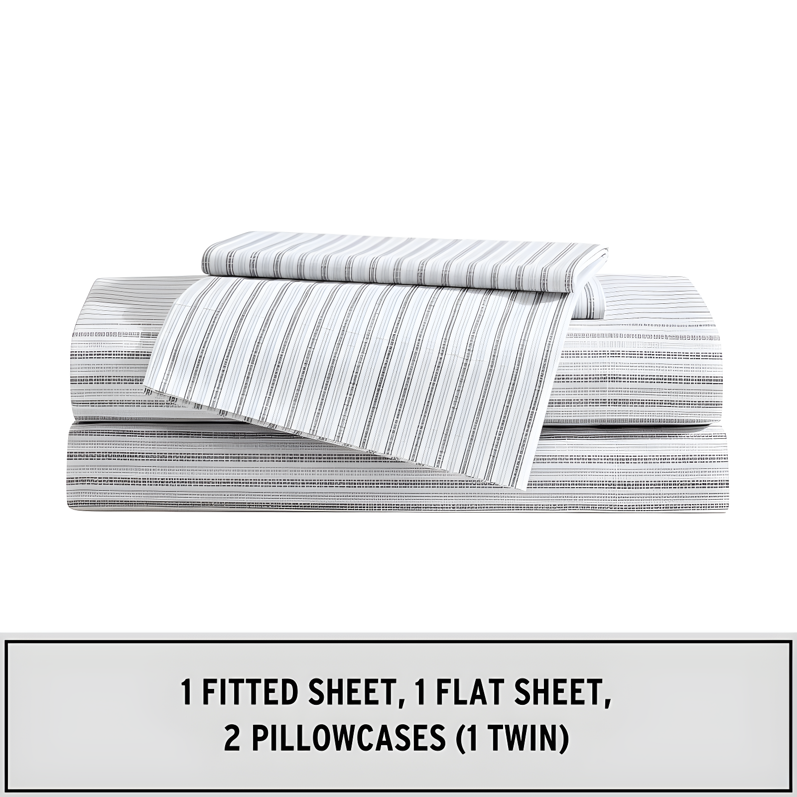 King Gray Stripe Cotton Percale Sheet Set