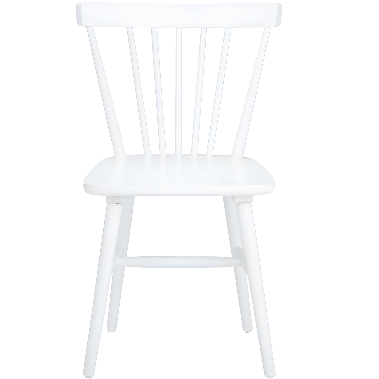 Transitional White Rubberwood Spindle Back Side Chair, Set of 2