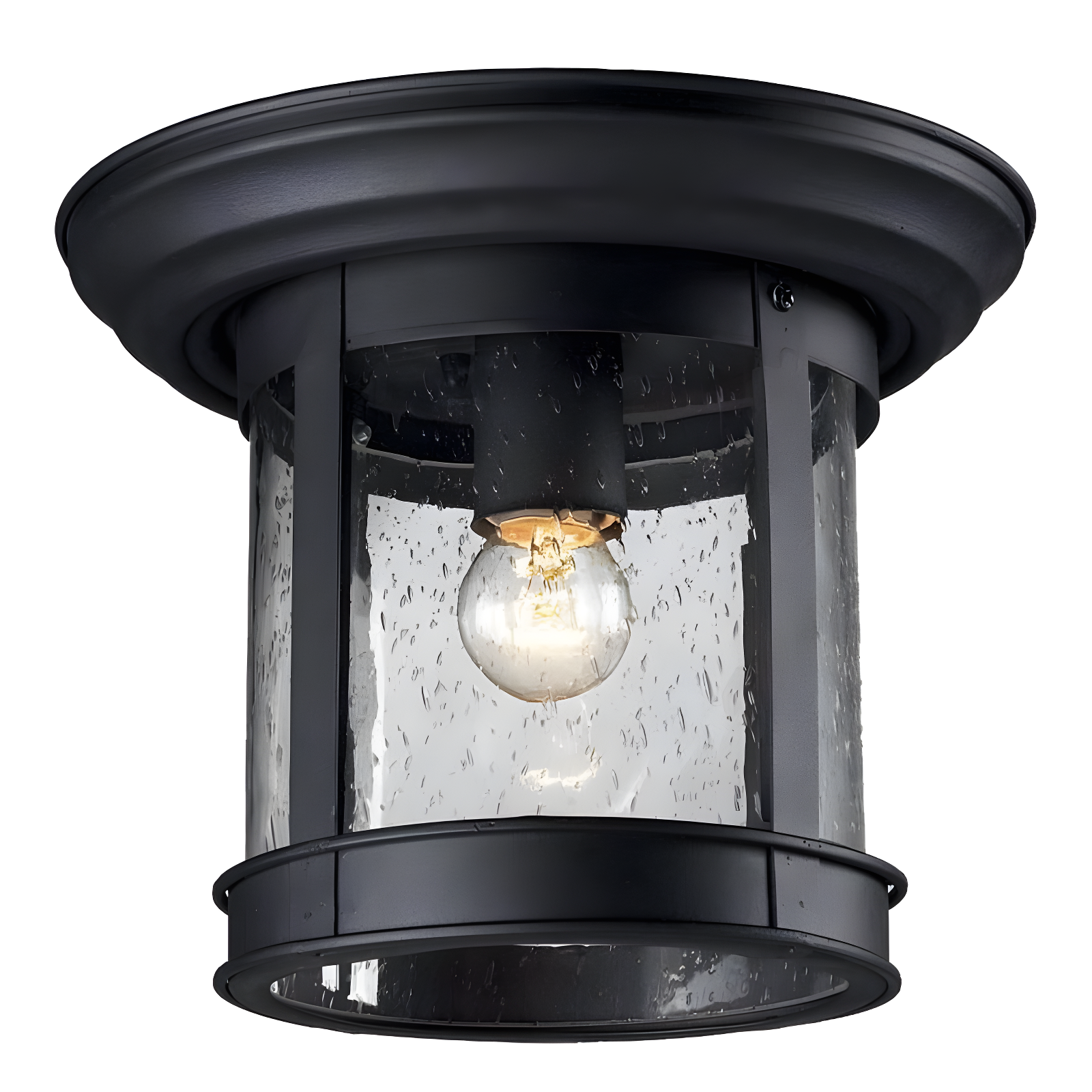 Black Bronze Glass Outdoor Flush Mount Light