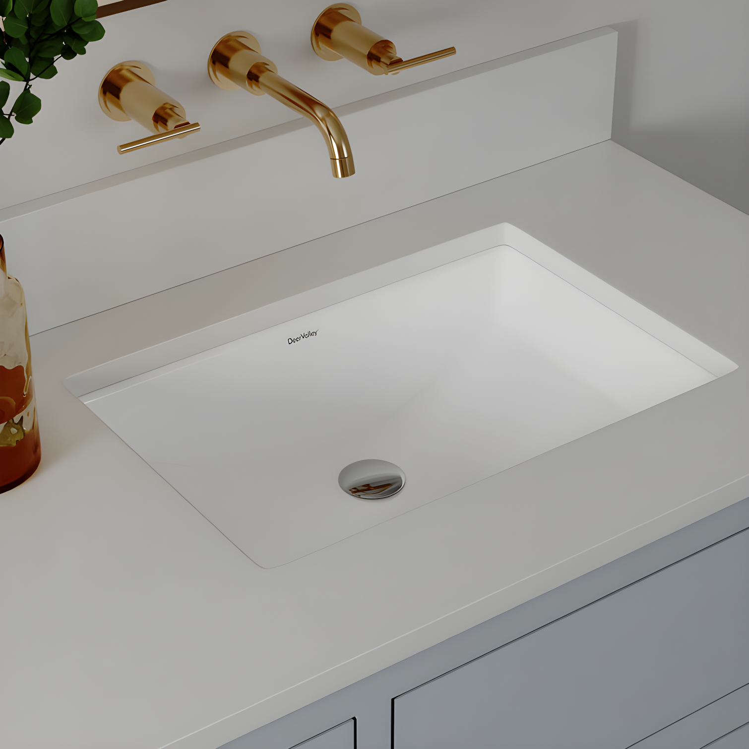 Elegant 21'' White Ceramic Undermount Rectangular Bathroom Sink with Overflow