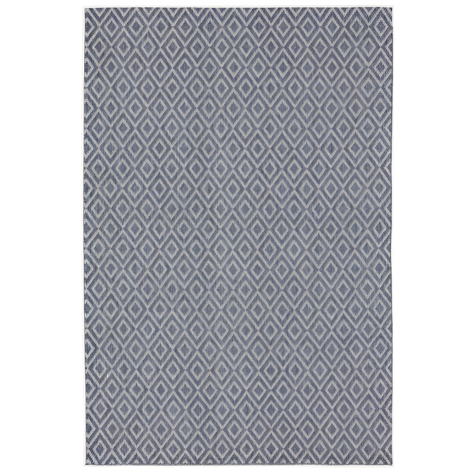 Modern Geometric Denim/Cream Durable Synthetic Area Rug