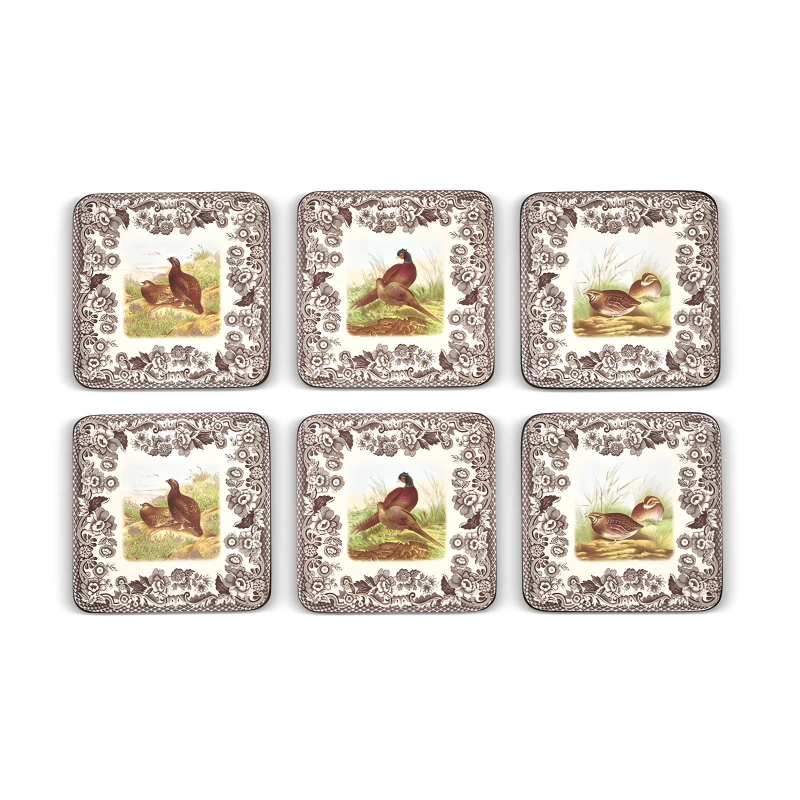 Woodland Wildlife Cork-Backed Square Coasters Set of 6