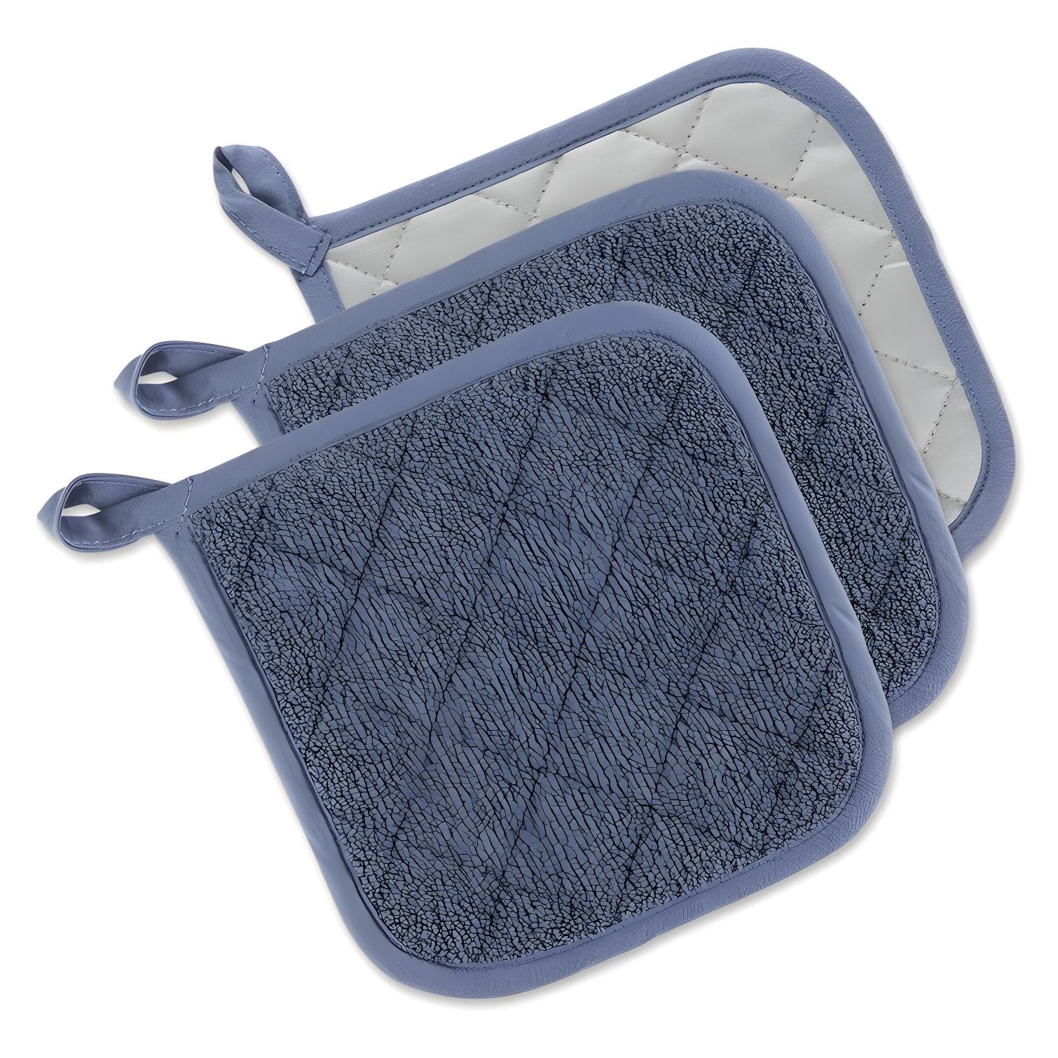 Stonewash Blue Quilted Cotton Terry Potholder Set