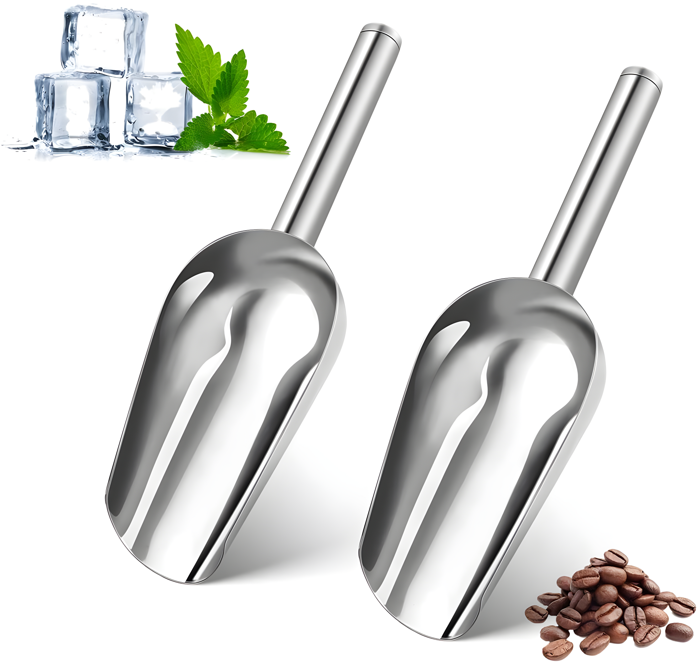 Stainless Steel Mirror Polished Multi-Function Ice Scoops, Set of 2