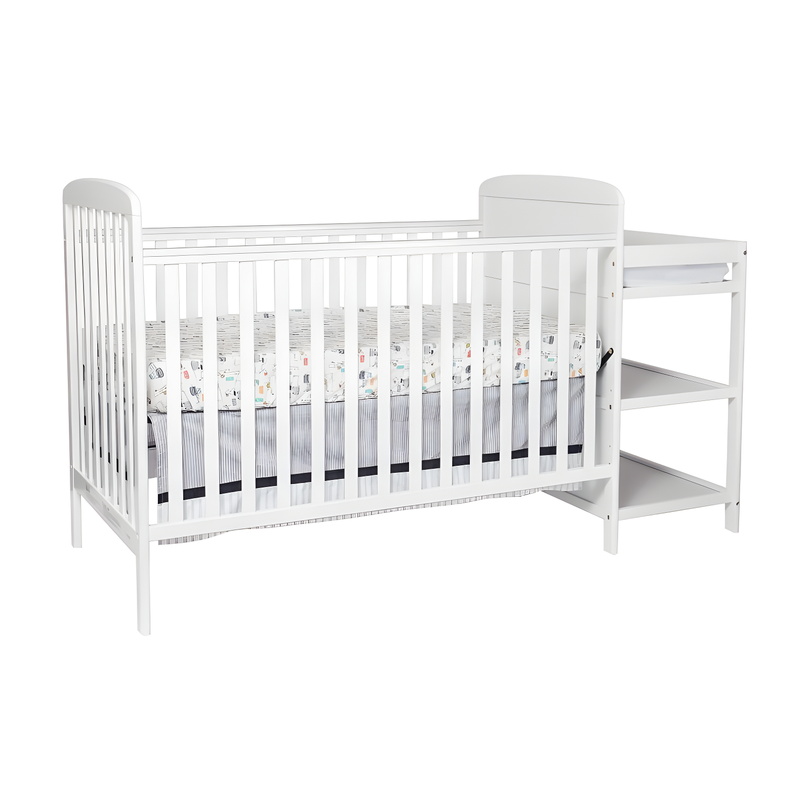 White 3-in-1 Convertible Crib with Changing Table