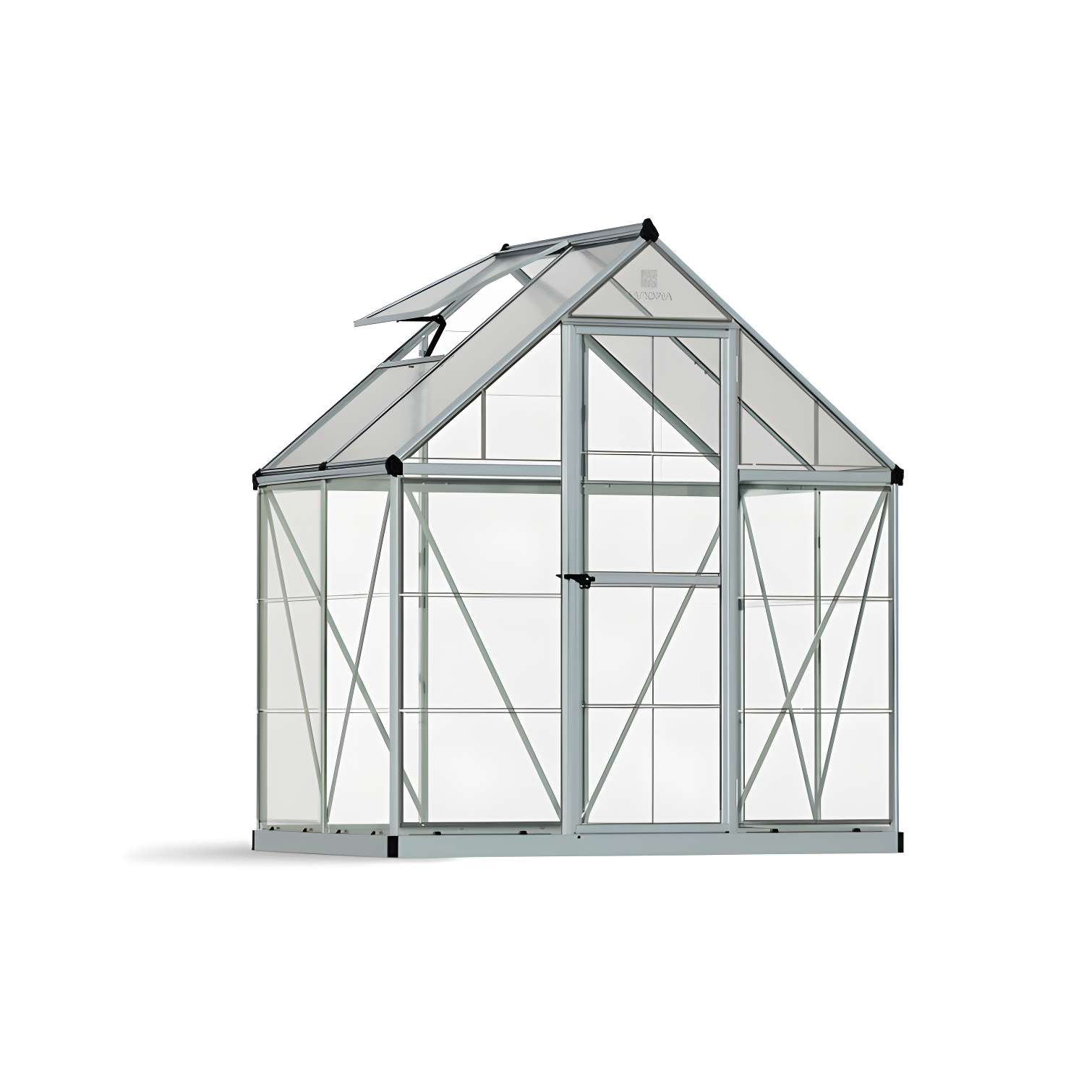 Silver Polycarbonate and Aluminum Hobby Greenhouse with Roof Vent