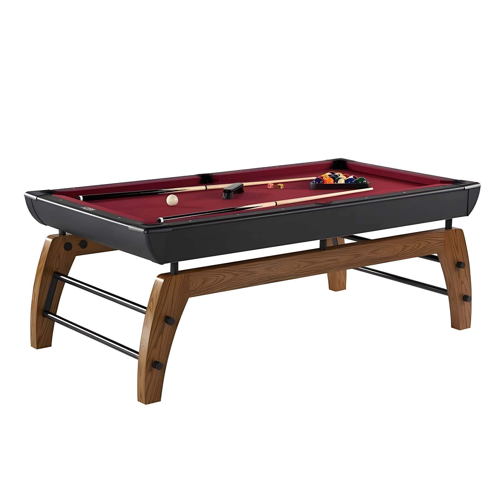 Edgewood 84" Burgundy Wool Blend Billiard Table with Oak Legs