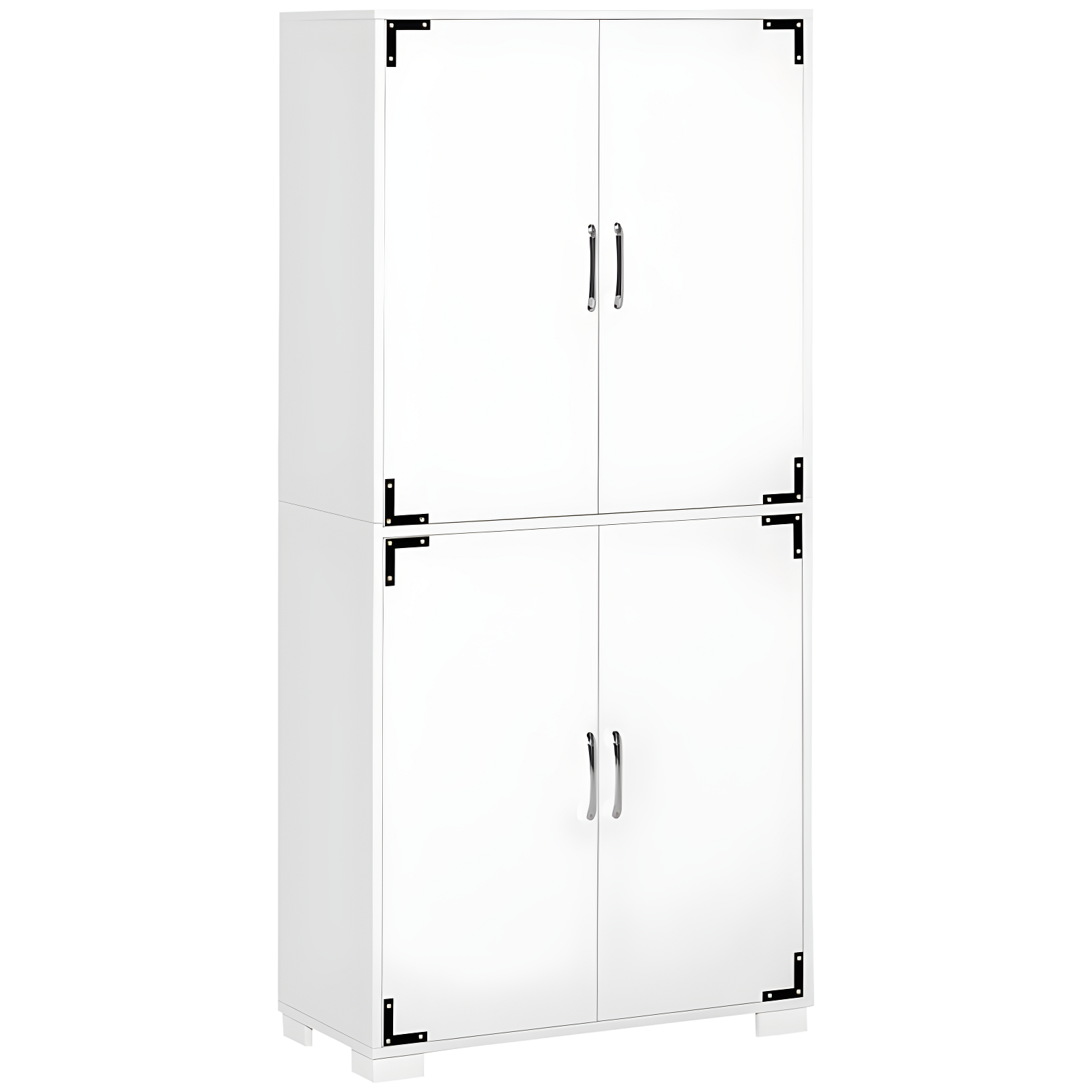 White Freestanding 4-Door Office Storage Cabinet with Shelves