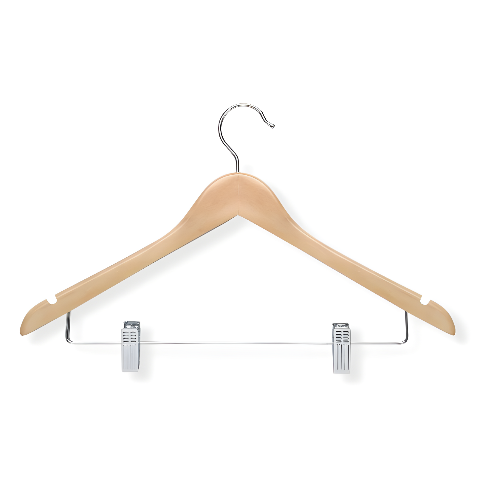 Maple Wood Suit Hangers with Clips, 12-Pack