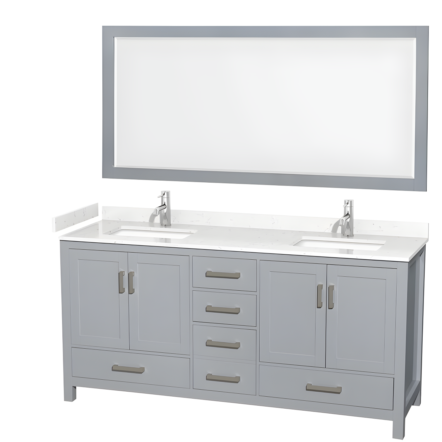 Sheffield 72'' Gray Double Bathroom Vanity with Carrara Marble Top