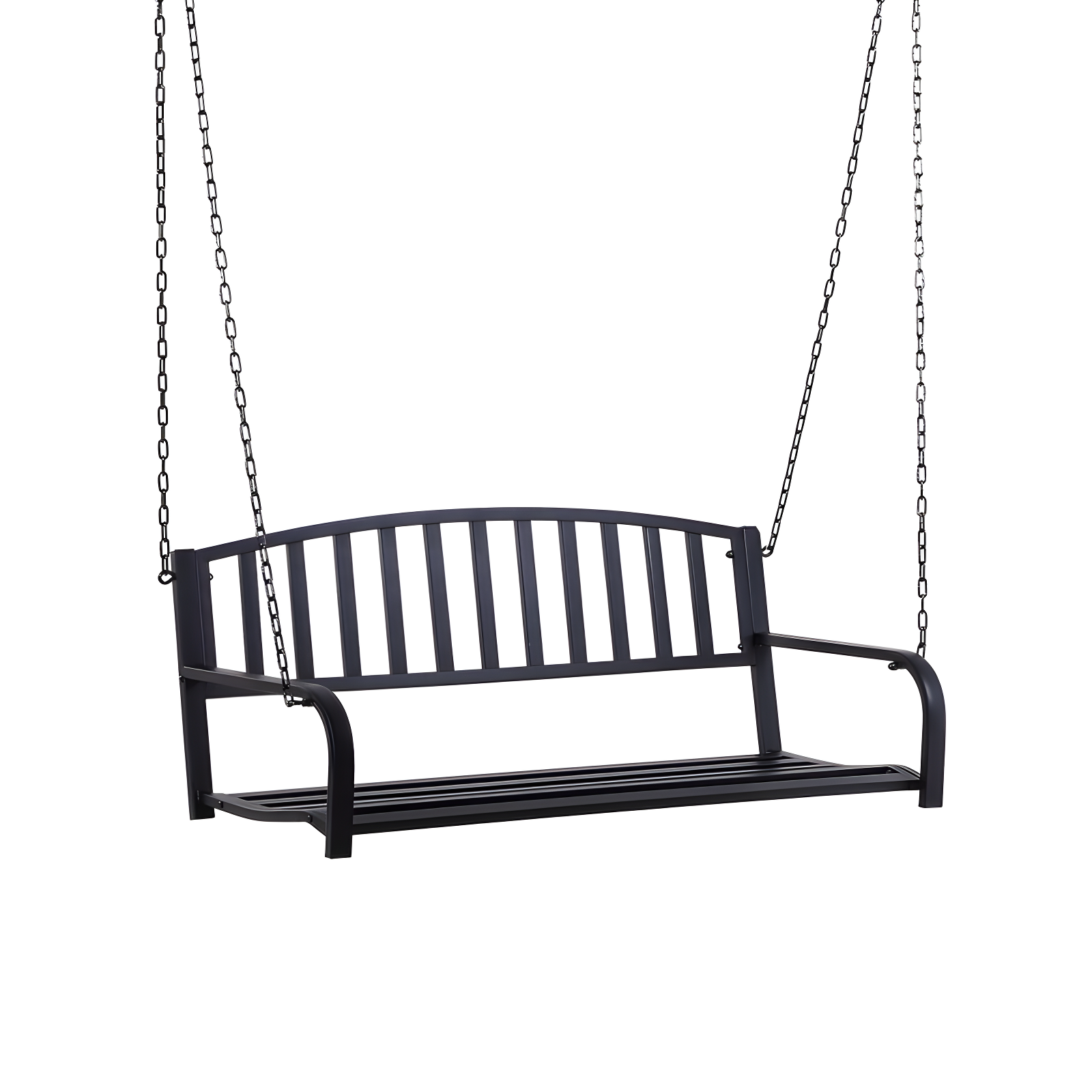 Elegant Black Powder-Coated Steel 2-Person Porch Swing