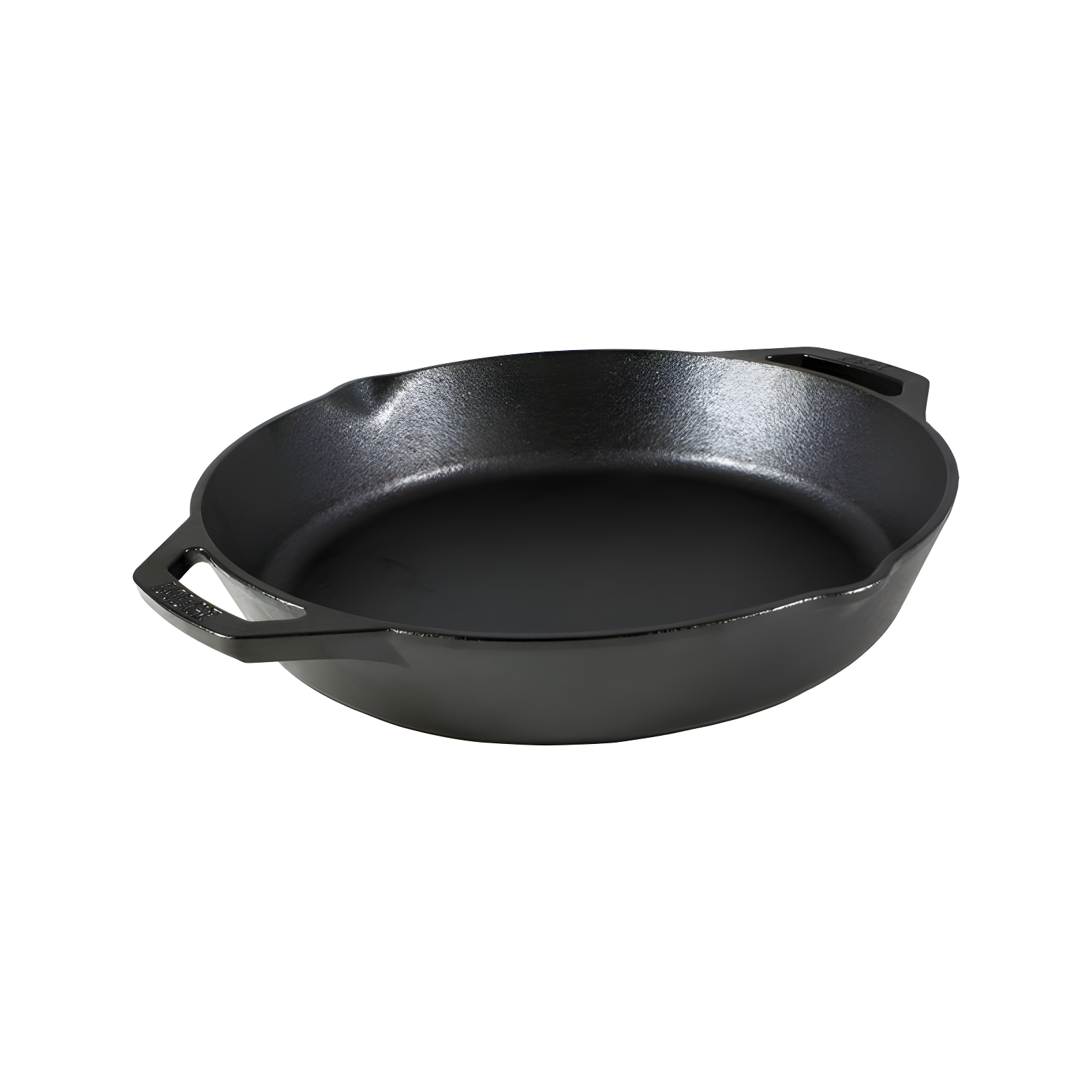 12" Black Seasoned Cast Iron Dual Handle Pan