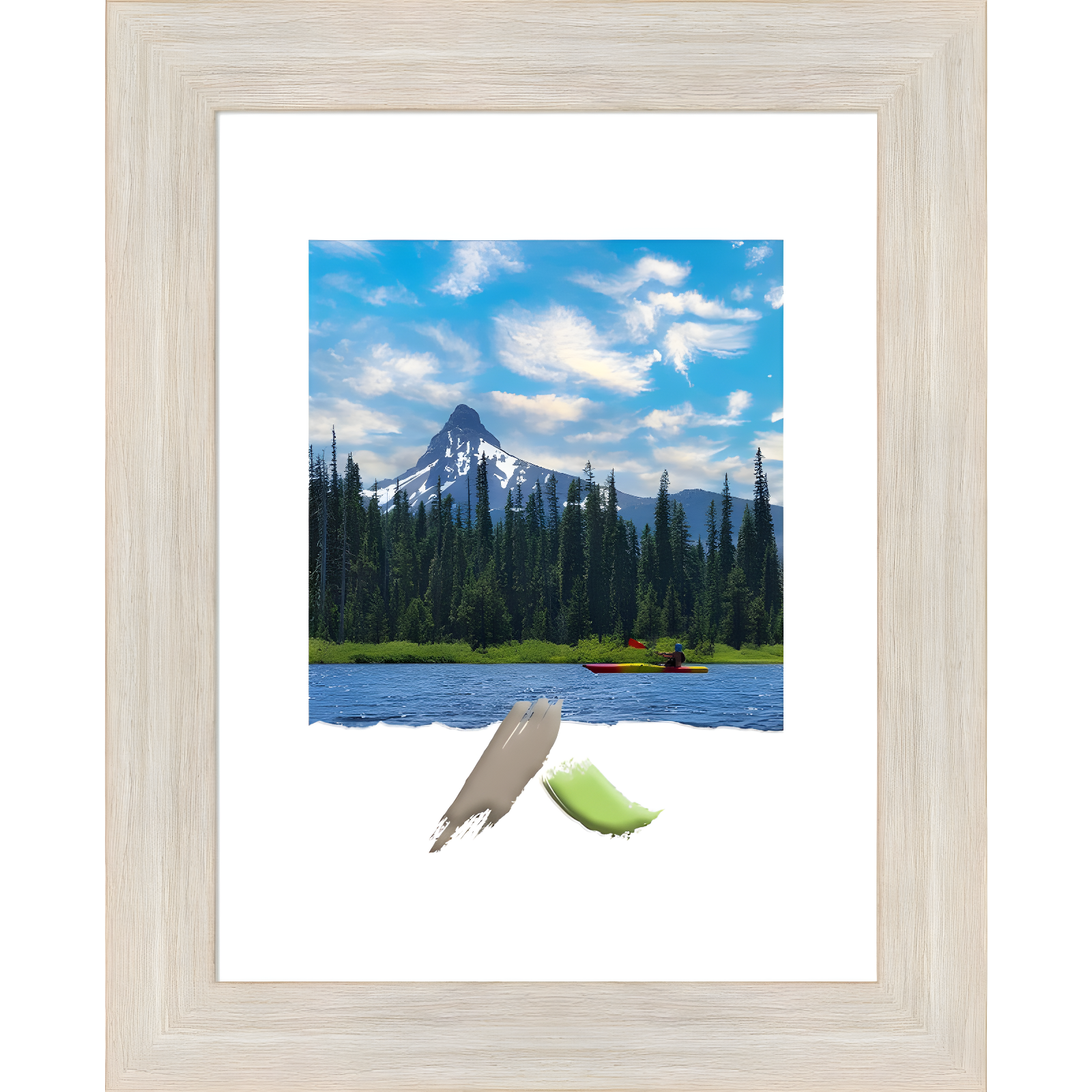 11x14 Hardwood Whitewash Narrow Wood Wall Frame