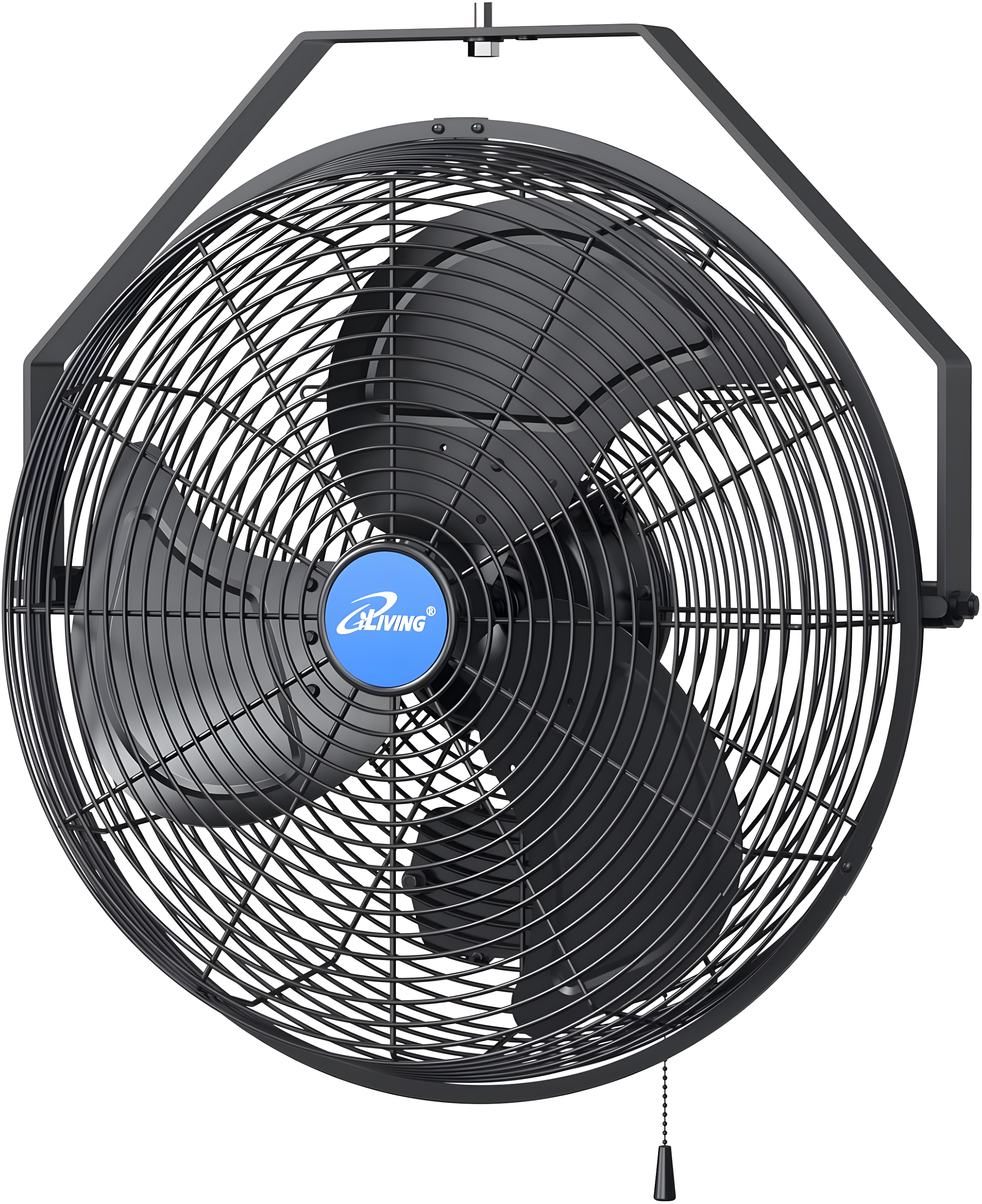 18" Black Industrial Wall Mounted Fan with Aluminum Blades