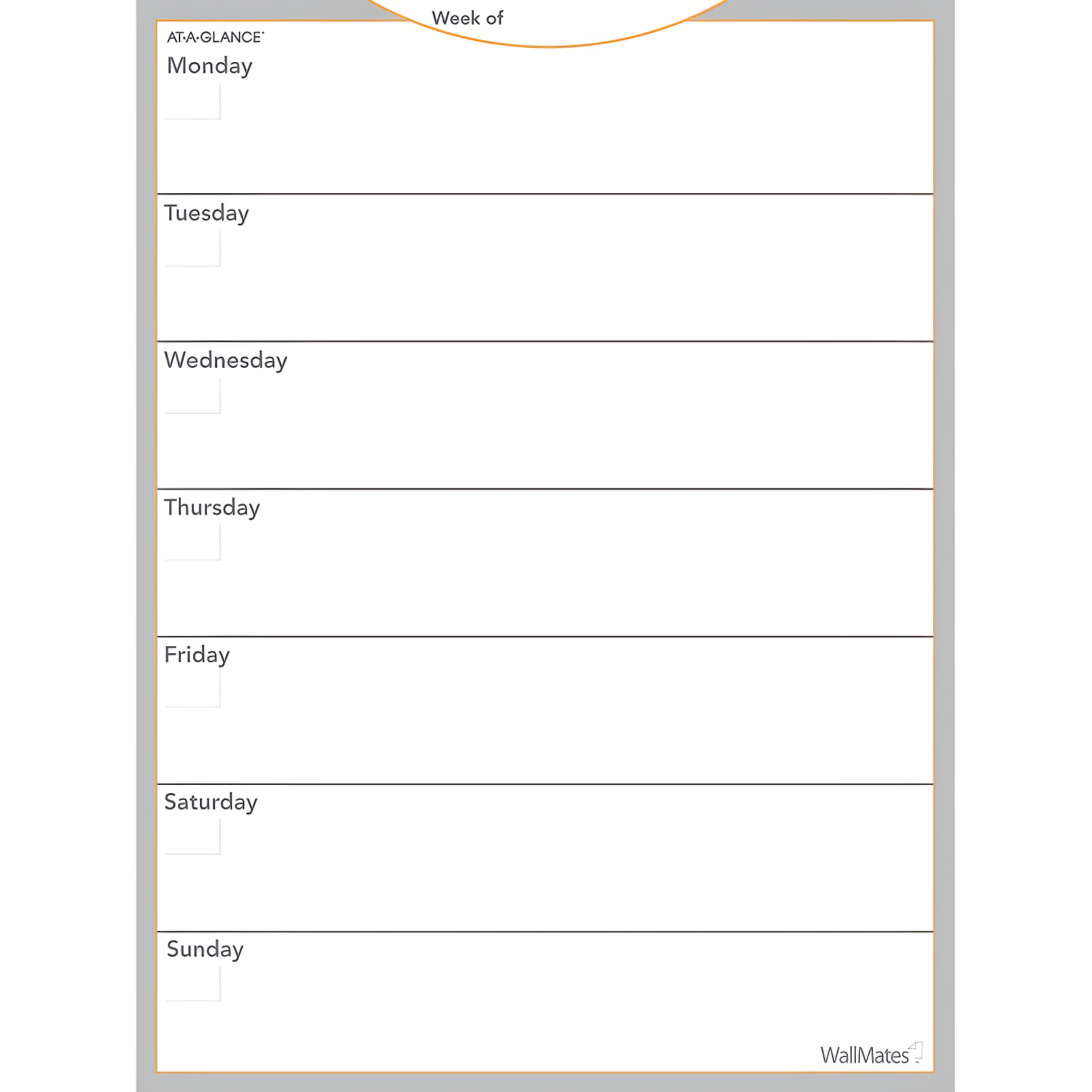 Bright White and Orange 24" x 18" Dry Erase Weekly Planner Board