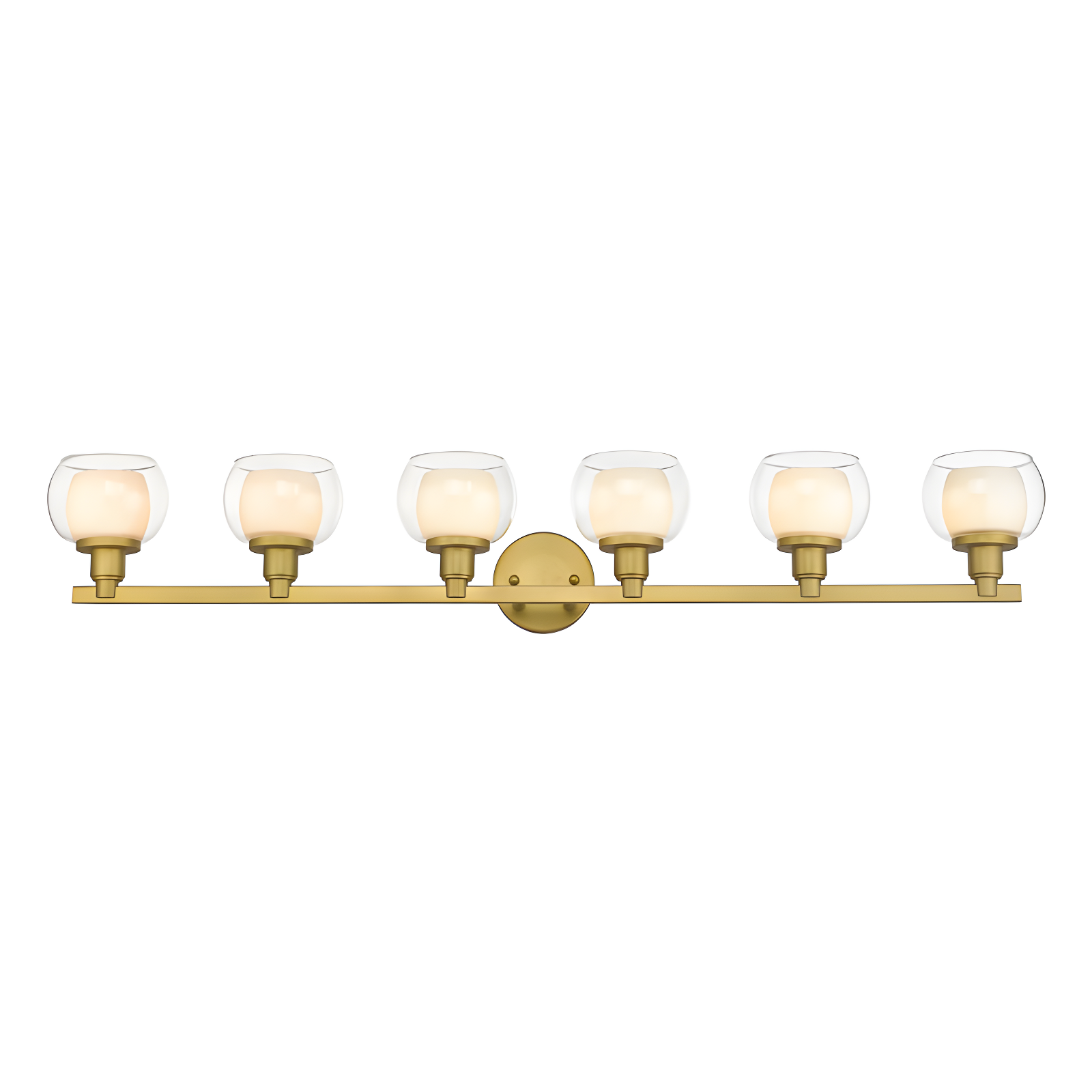 Satin Gold 6-Light Dimmable Vanity Bar with Glass Shades