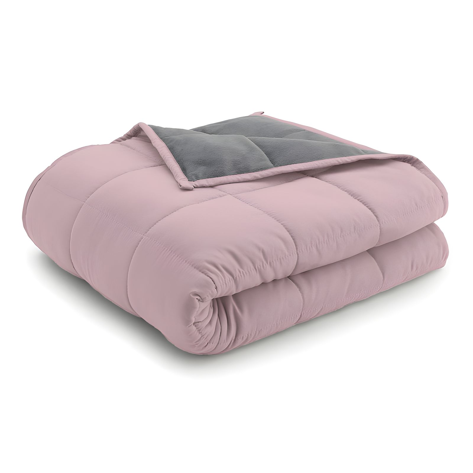 Reversible Grey and Pink Fleece Weighted Blanket, 15 lbs