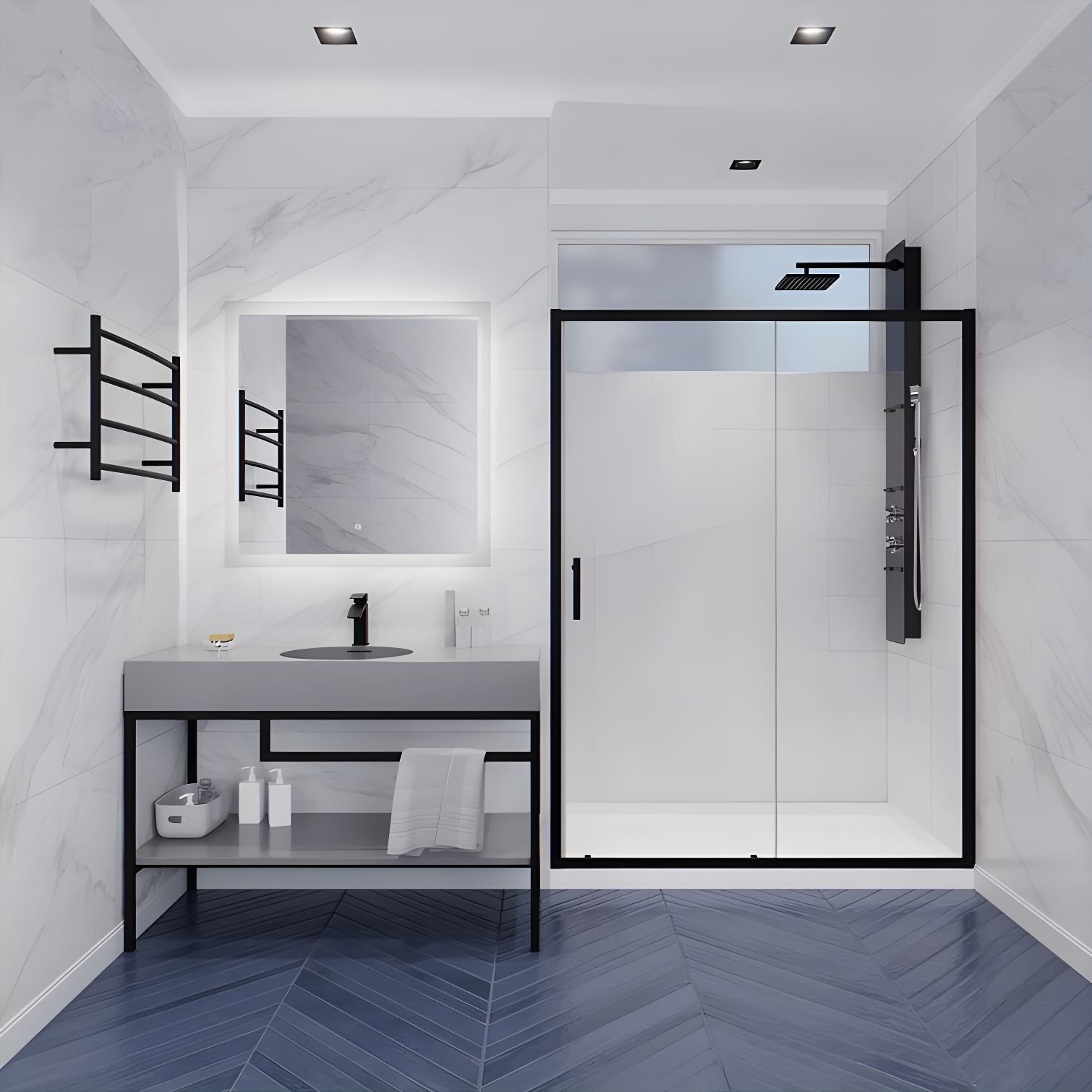 Halberd 48" x 72" Matte Black Framed Shower Door