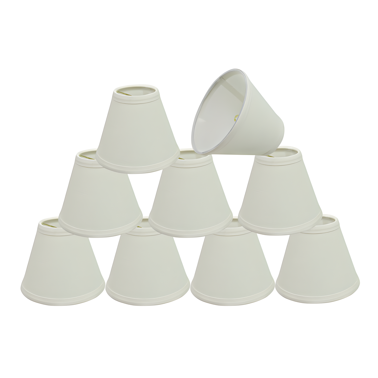 Set of 9 White Linen Empire Candelabra Lamp Shades