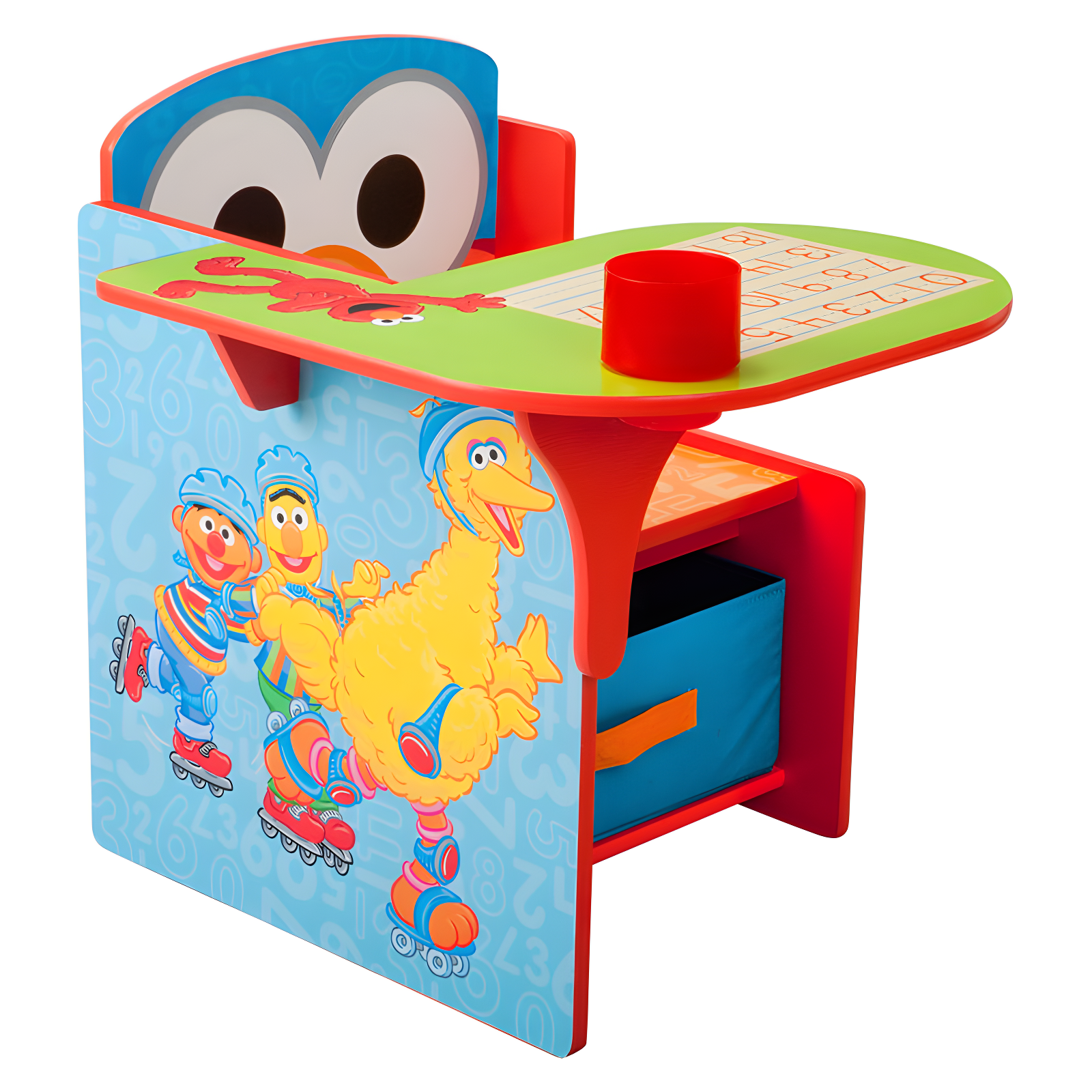 Sesame Street Elmo Toddler Desk Chair with Storage and Cup Holder