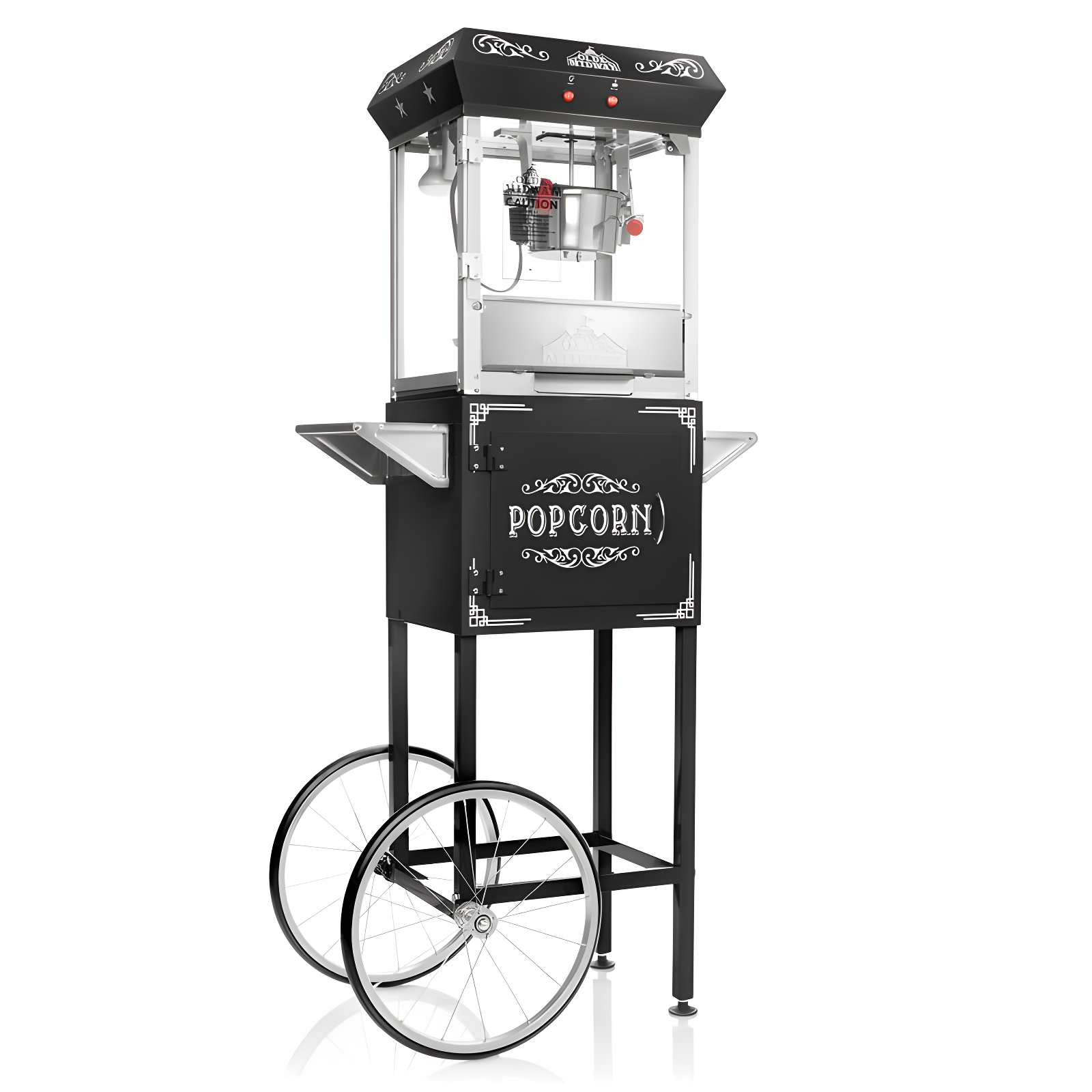 Vintage Black Popcorn Machine with Cart and 6 oz Kettle