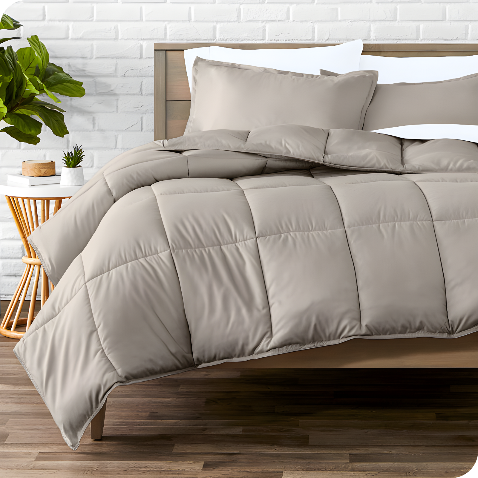 Full Khaki Down Alternative Microfiber Comforter Set