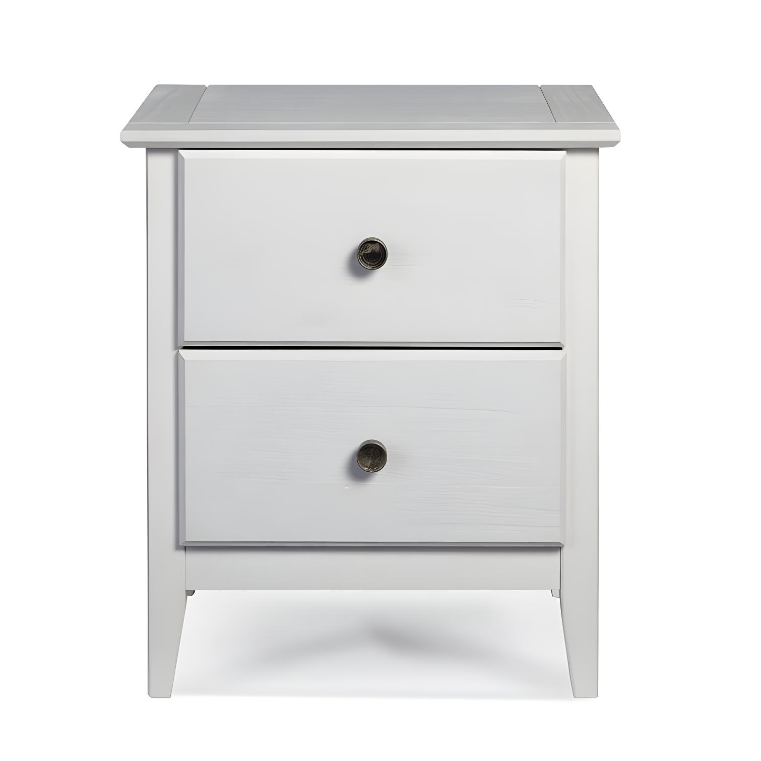 Brushed White Solid Pine 2-Drawer Nightstand