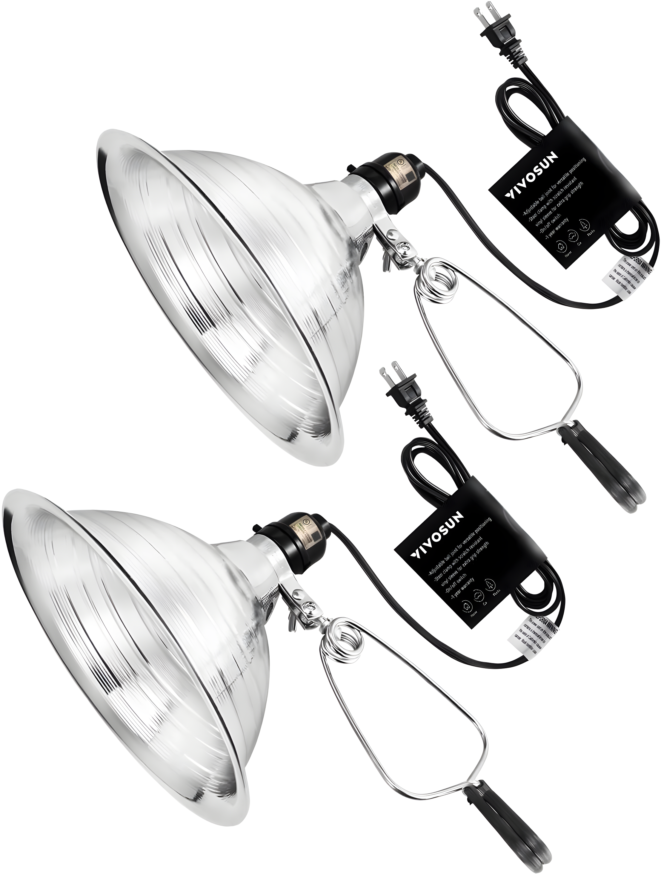 8.5 Inch Aluminum Clamp Lamp with Reflector, 2 Pack