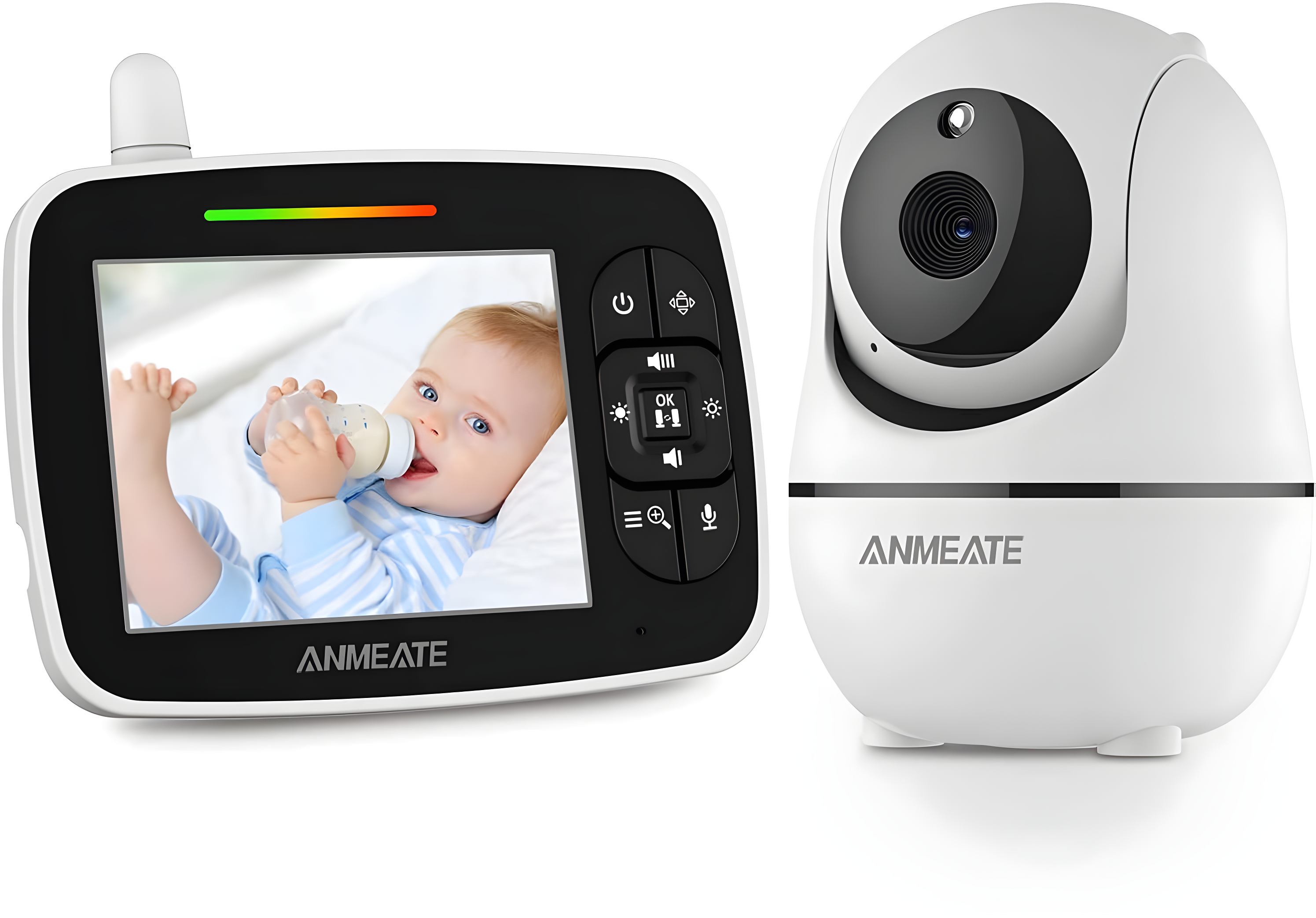 ANMEATE White Wireless Baby Monitor with Night Vision and Talk Back