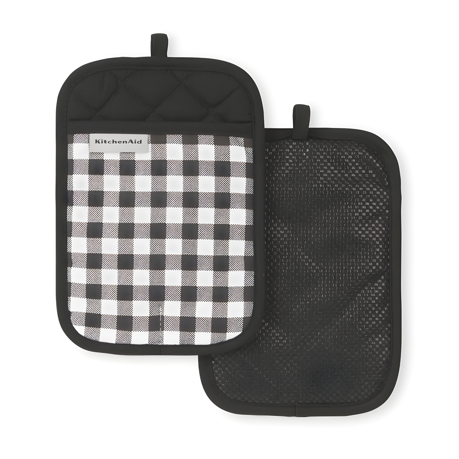 Onyx Black Gingham Silicone Pot Holder Set, 7"x10"