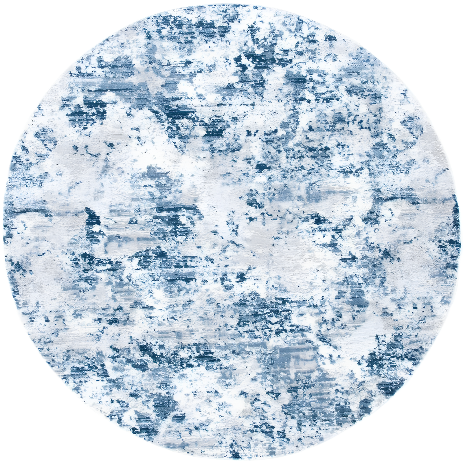 Amelia 6'7" Round Navy/Grey Abstract Synthetic Rug