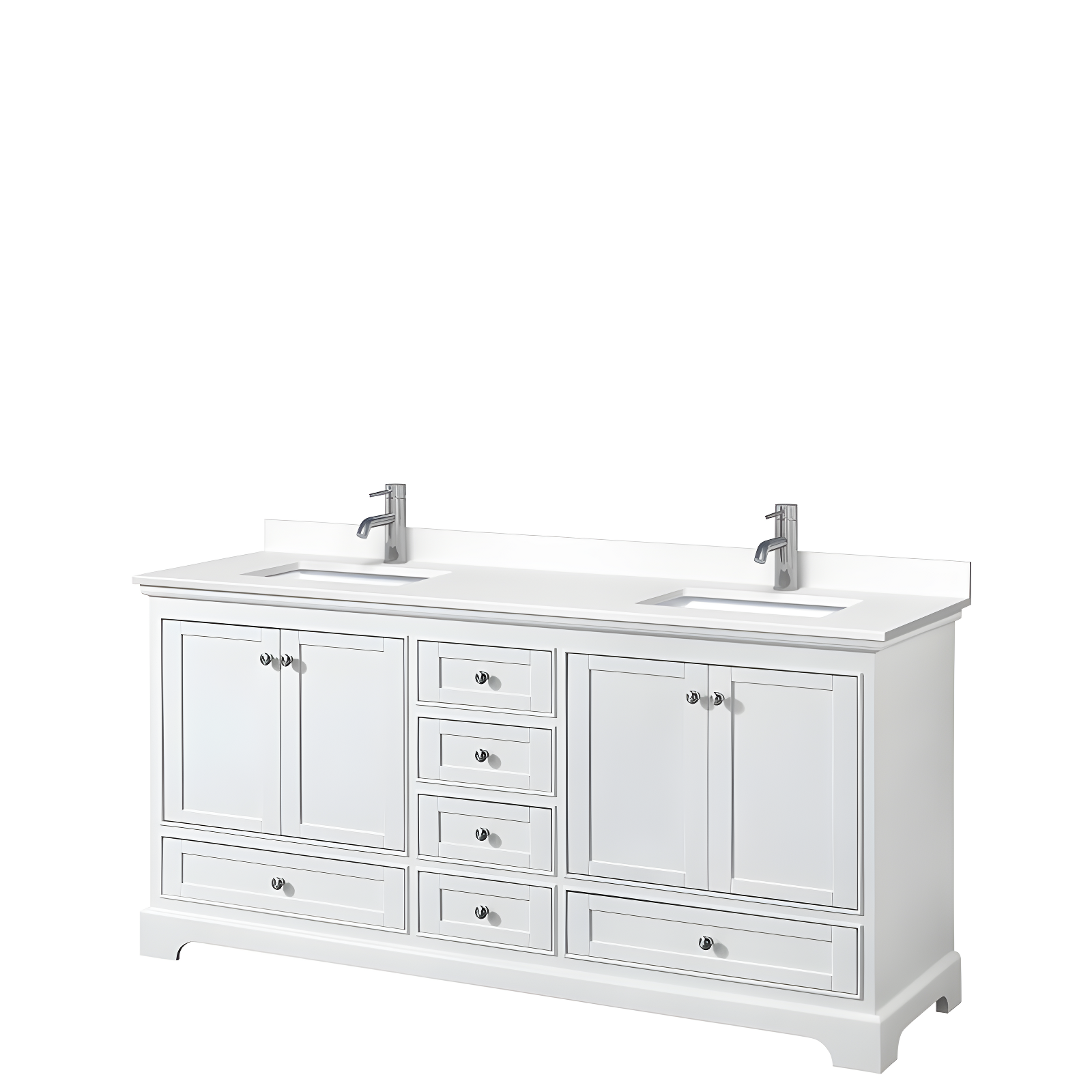 Deborah Contemporary 72'' White Double Freestanding Bathroom Vanity with Marble Top