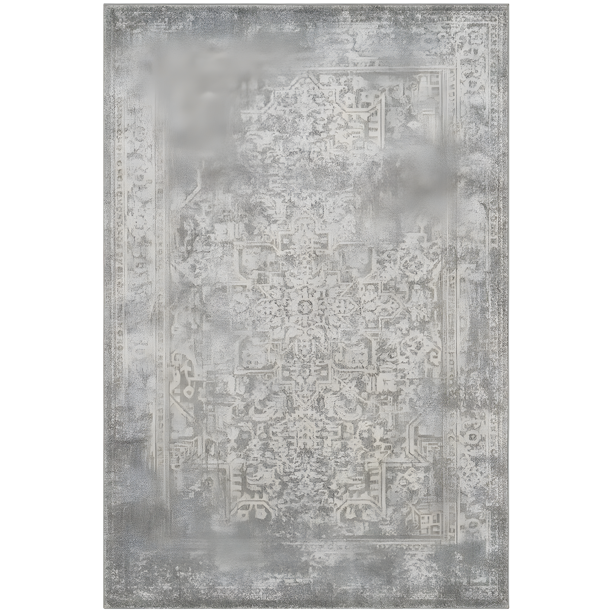 Reversible Silver/Ivory Synthetic Area Rug, 4' x 6'