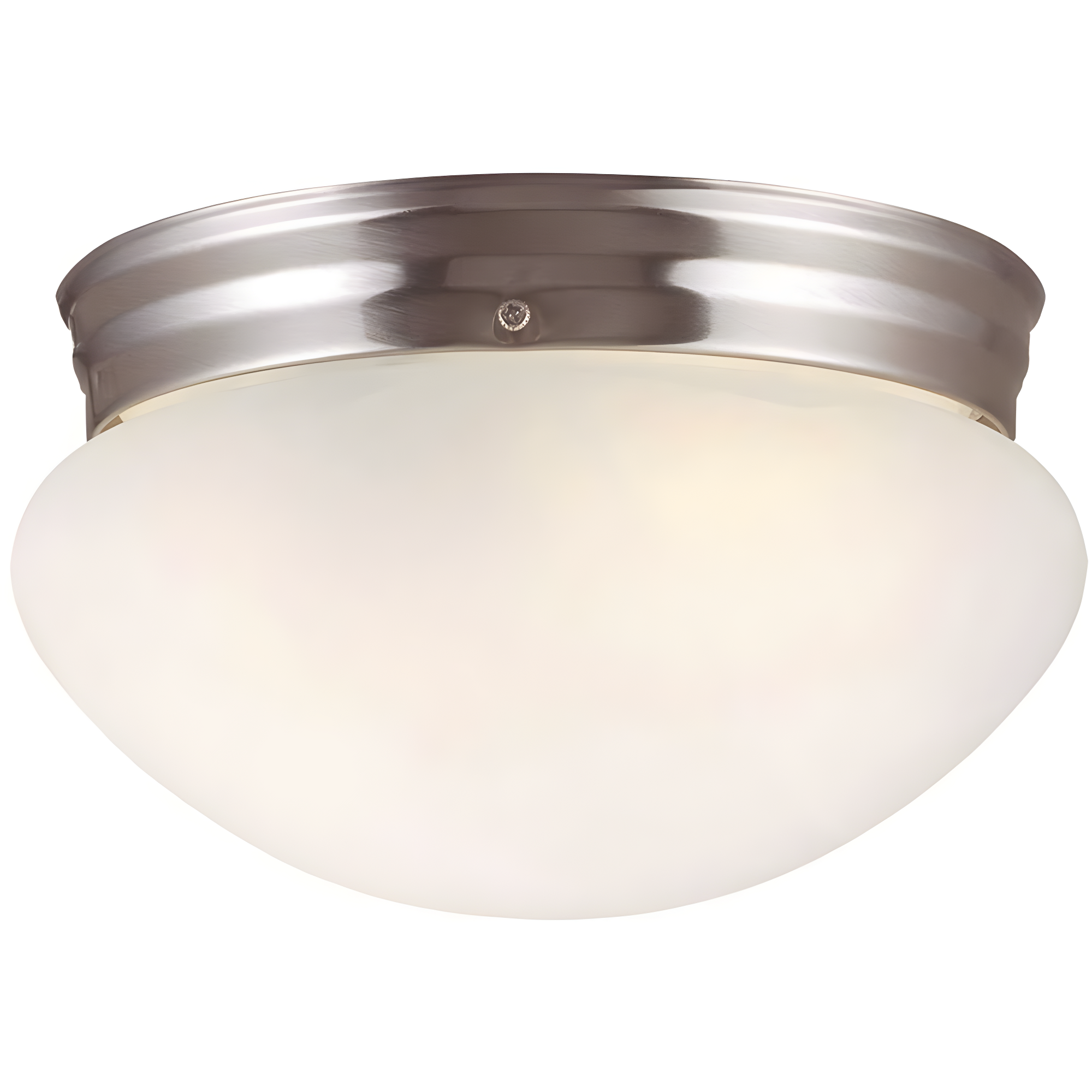 Sleek Satin Nickel 7.6" Bowl Ceiling Fixture with Alabaster Glass