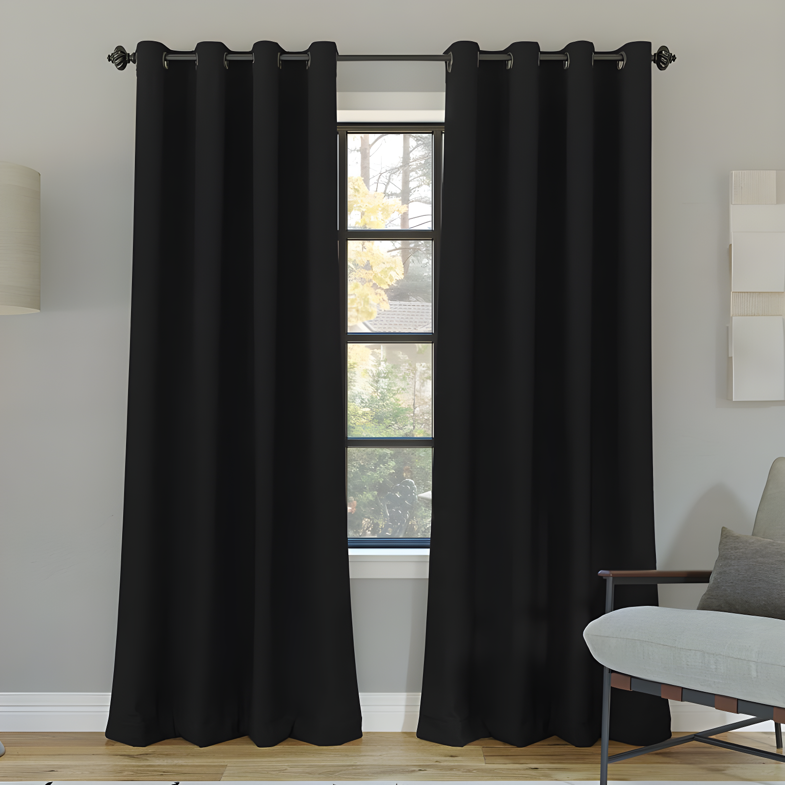 Black 52" x 84" Blackout Grommet Curtain Panel