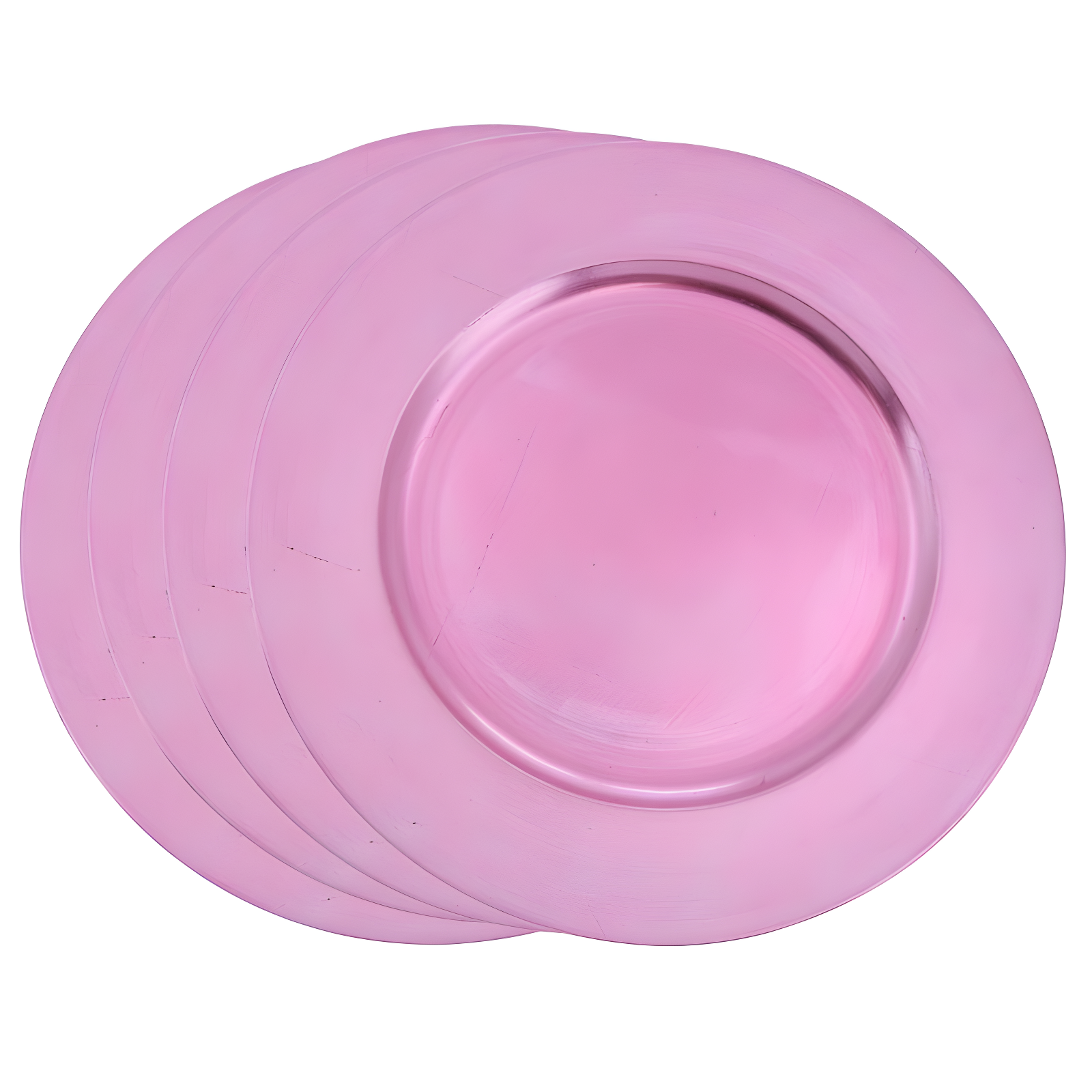 Pink Round Plastic Classic Design Charger Plates Set of 4