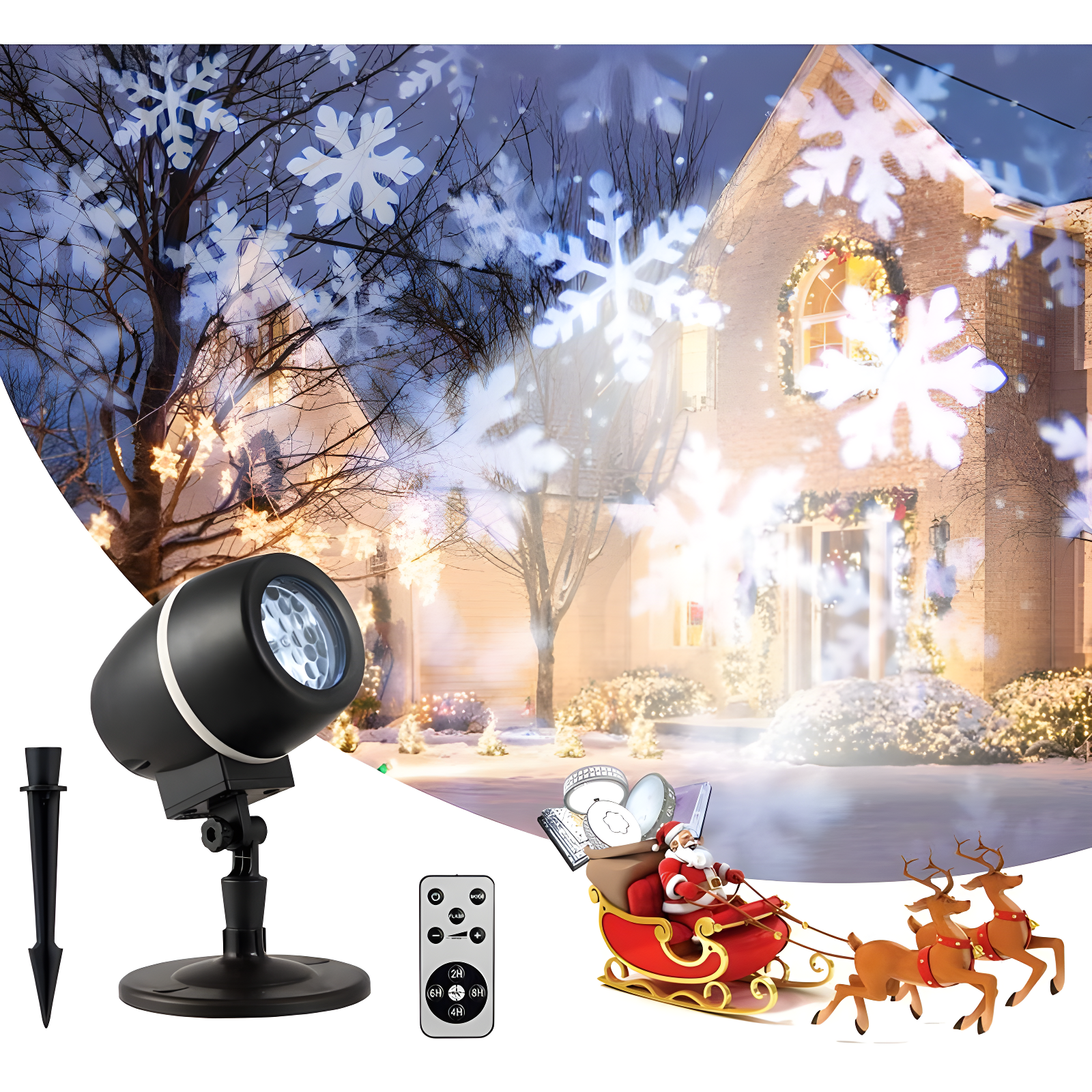 13.5'' Black LED Rotating Christmas Snowfall Projector Light