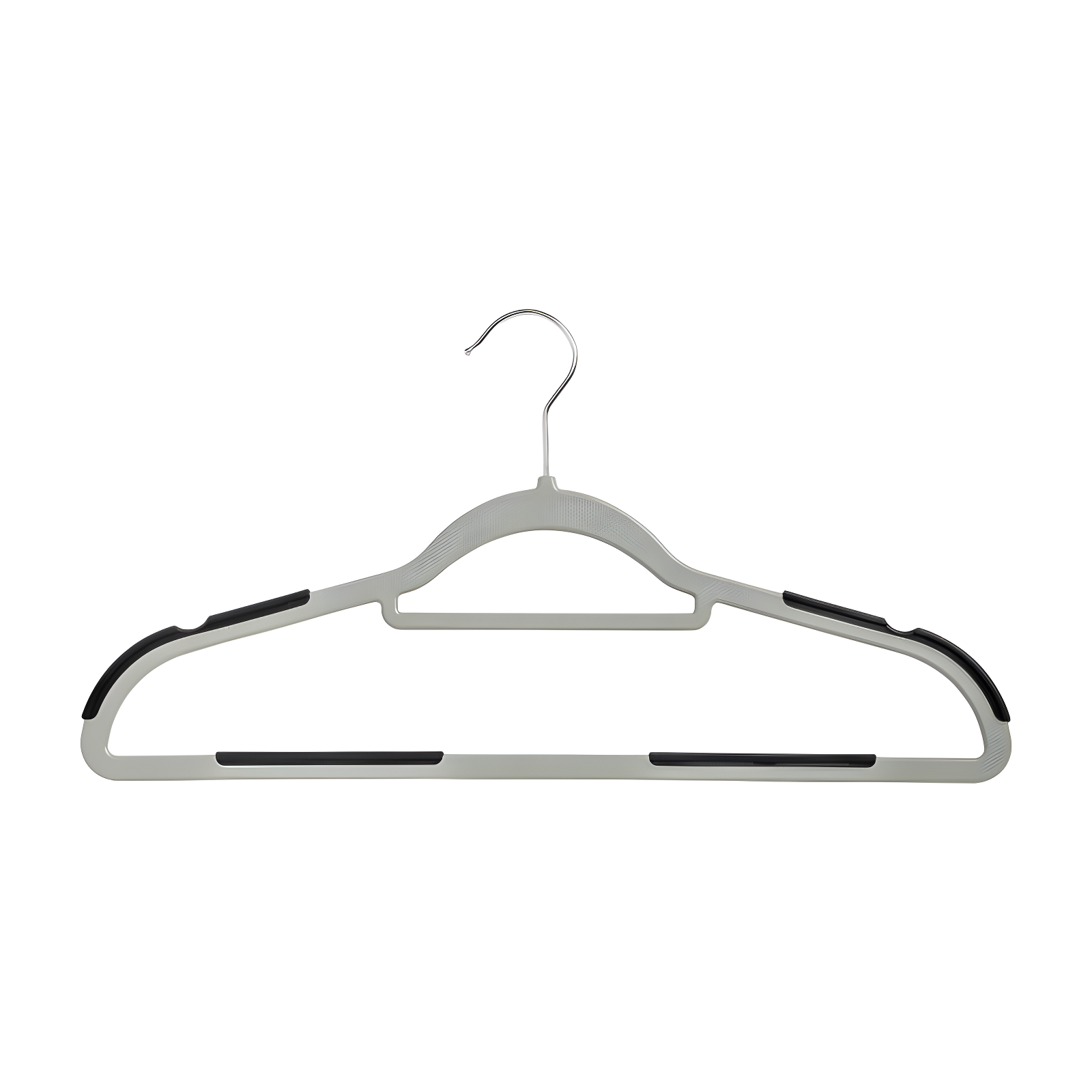 Gray and Black Rubber Grip No-Slip Plastic Hangers, 50-Pack