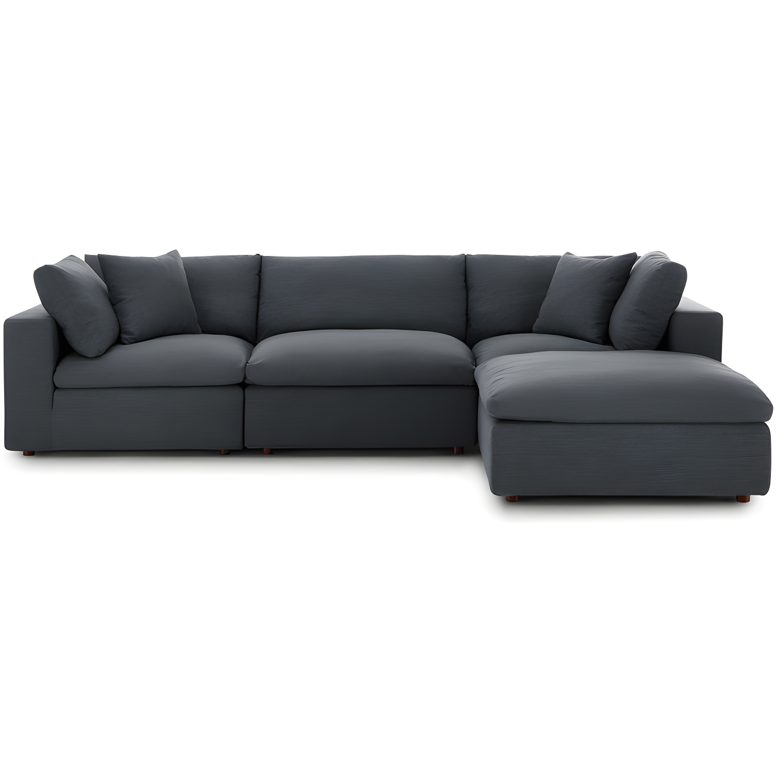 Gray Linen 4-Piece Sectional Sofa with Down Fill Cushions