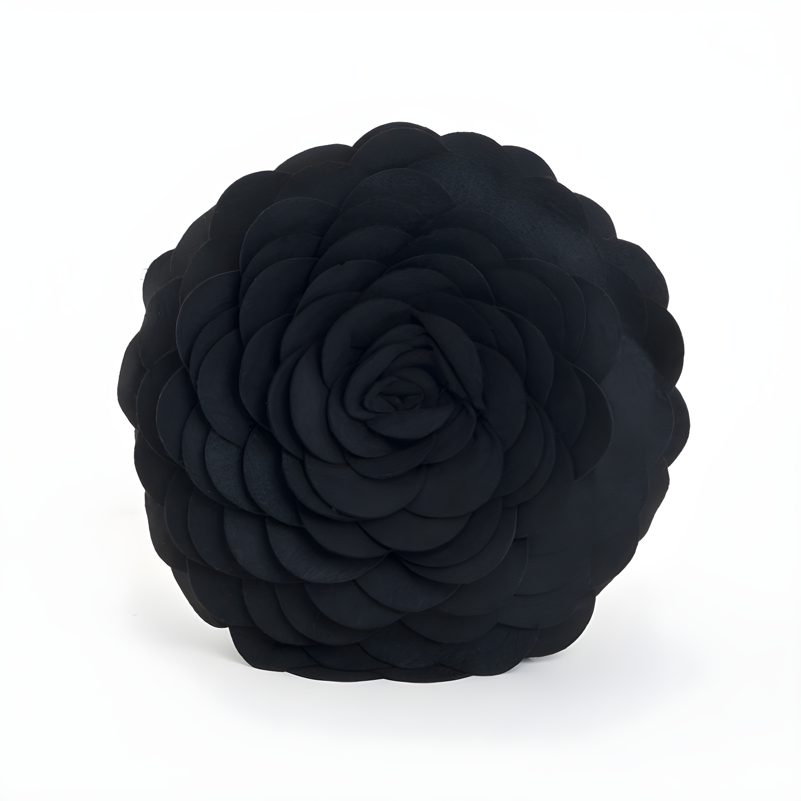 Black Round Flower Design Polyester Throw Pillow